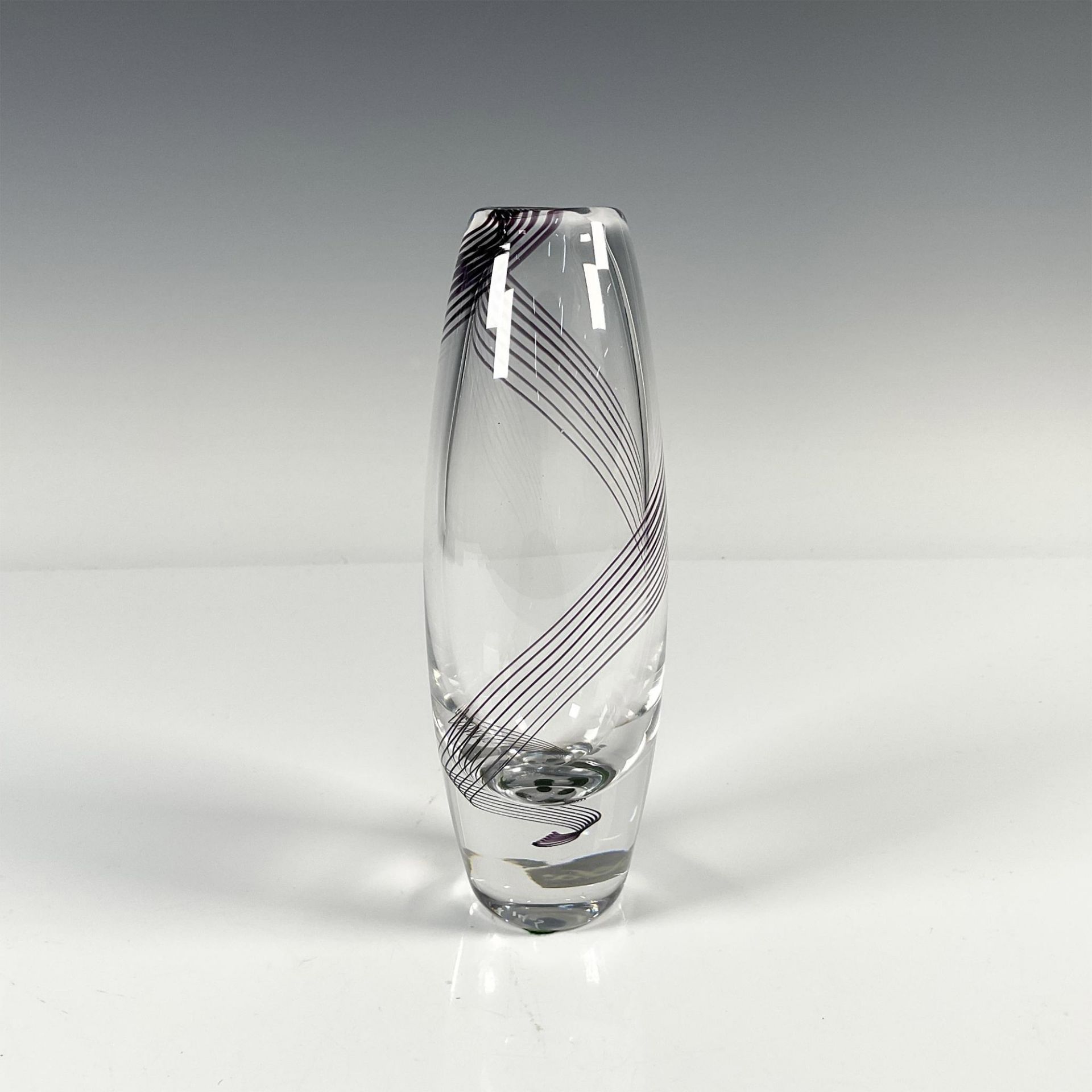 Kosta Boda Crystal Bud Vase With Black Swirl - Image 2 of 3