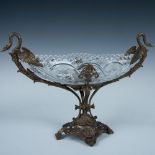 Brass and Cut Crystal Centerpiece Bowl