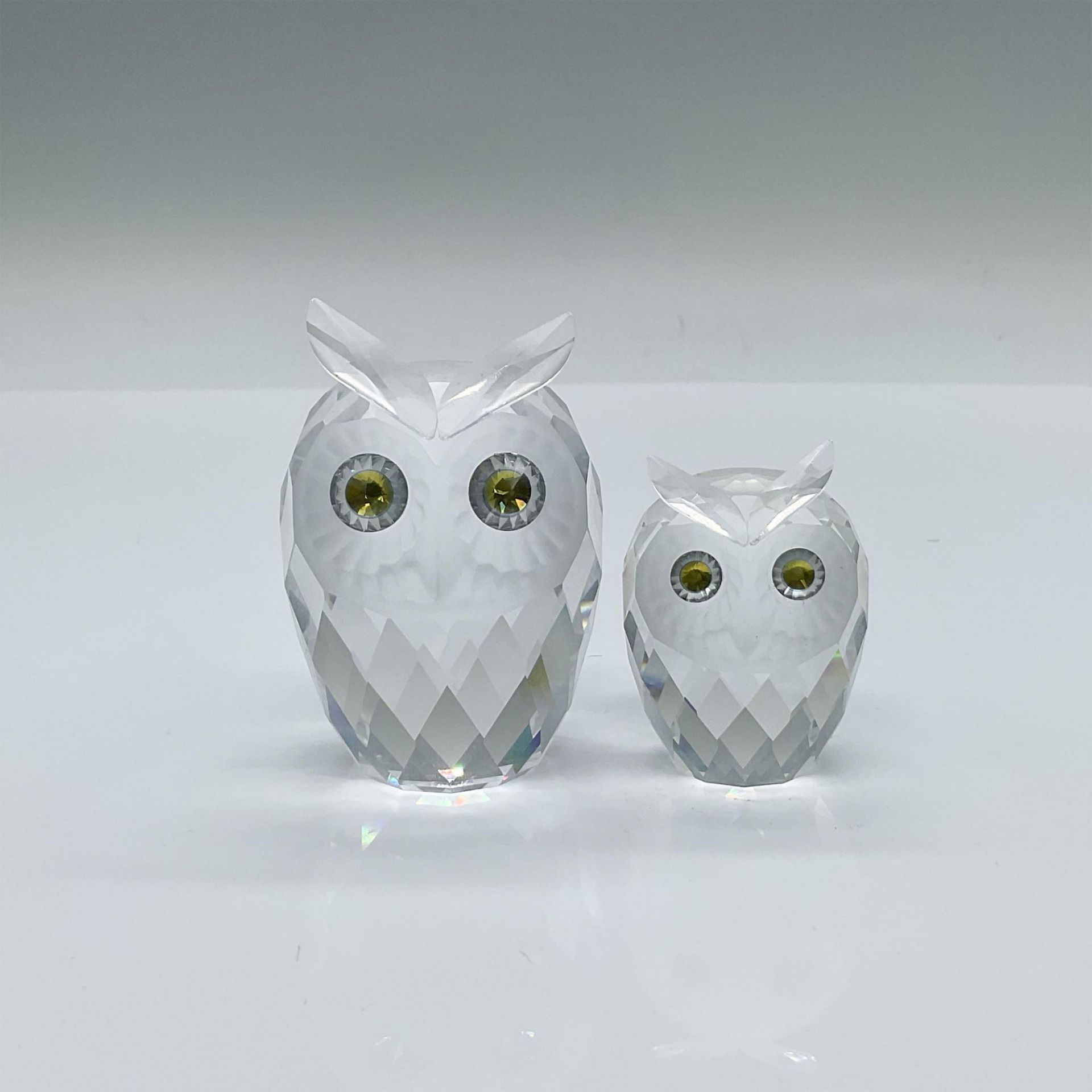 2pc Swarovski Crystal Figurines, Large and Small Owl