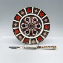 2pc Royal Crown Derby Plate and Knife, Old Imari