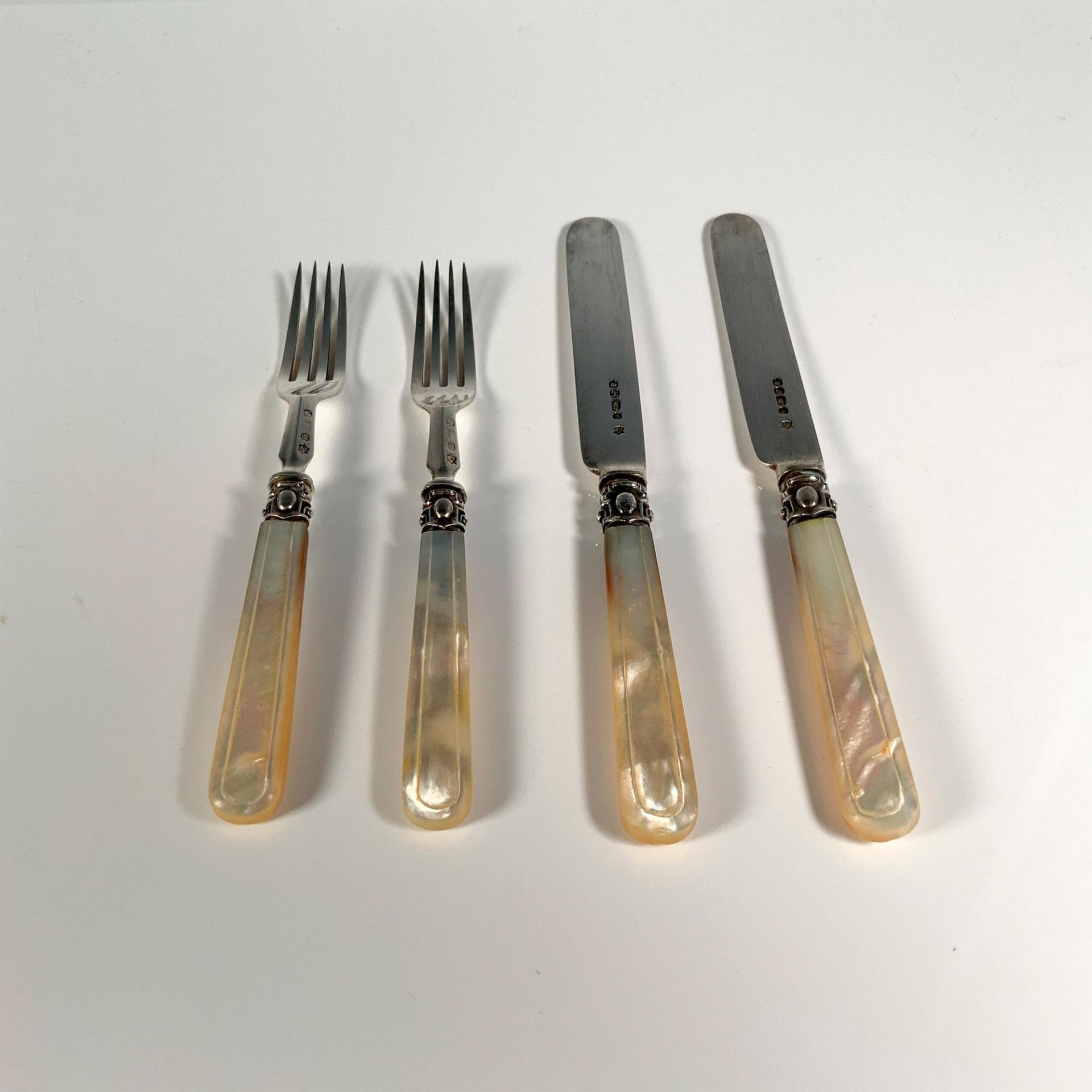 12pc Cased Sterling Silver Desert Knives and Forks - Bild 2 aus 5