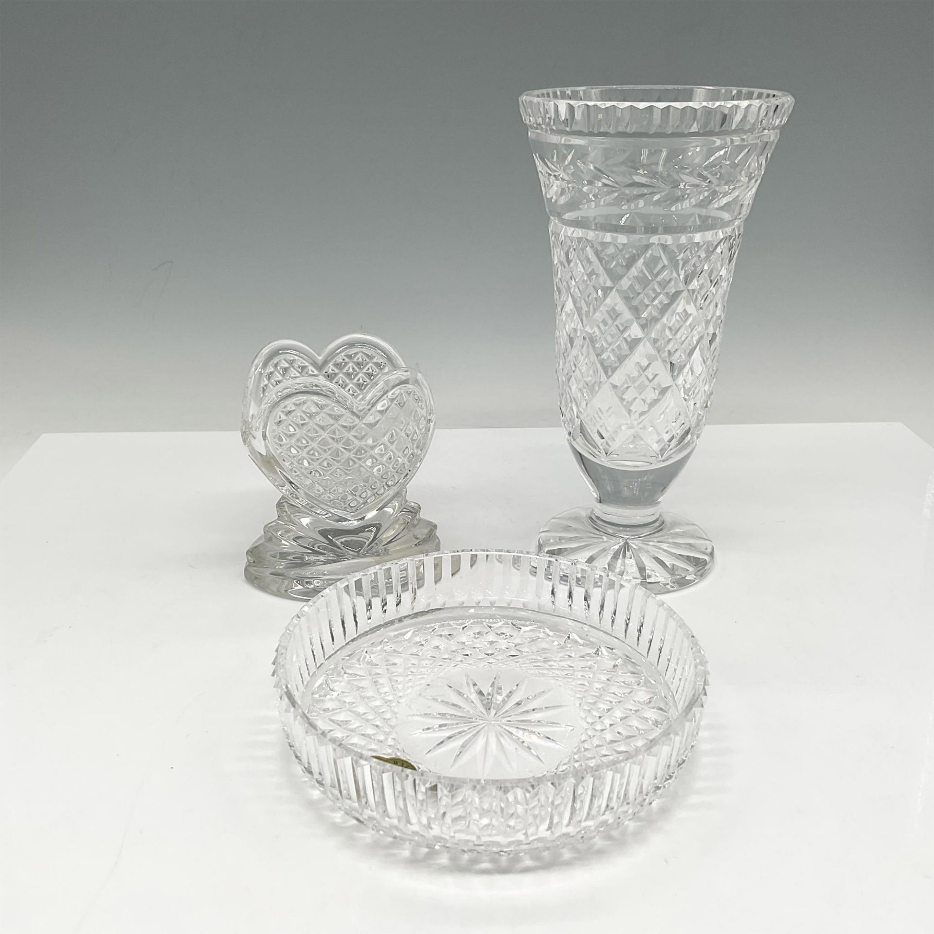3pc Waterford Crystal Vase, Coin Dish & Votive