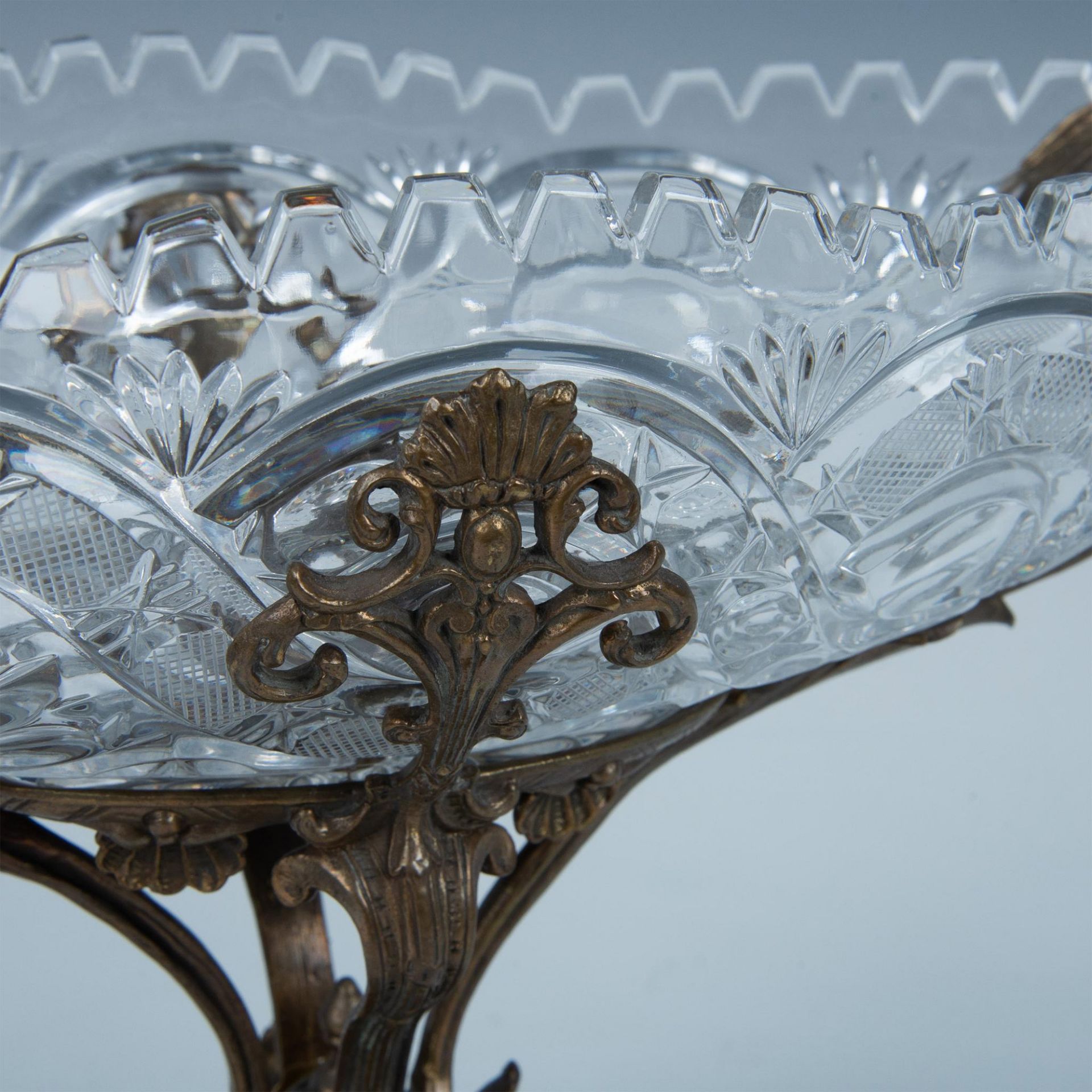 Brass and Cut Crystal Centerpiece Bowl - Bild 3 aus 9