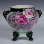 J & P Limoges Porcelain Jardiniere and Stand