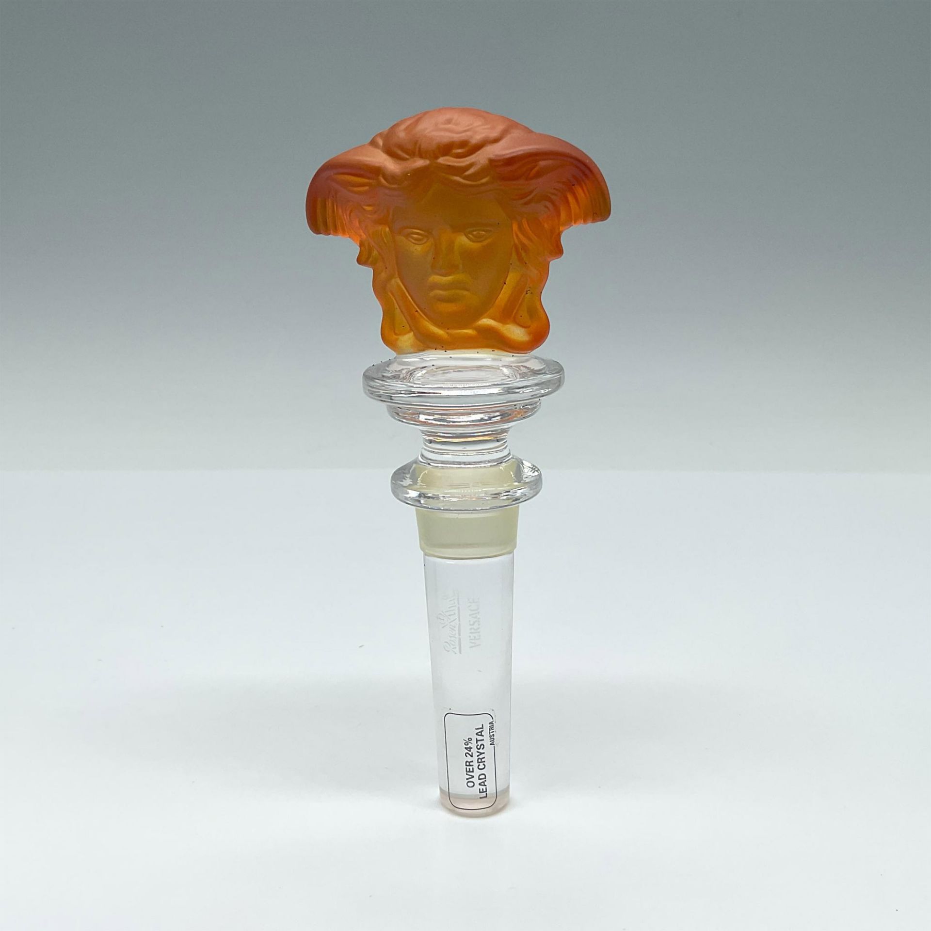 Rosenthal Versace Medusa Head Crystal Bottle Stopper, Orange