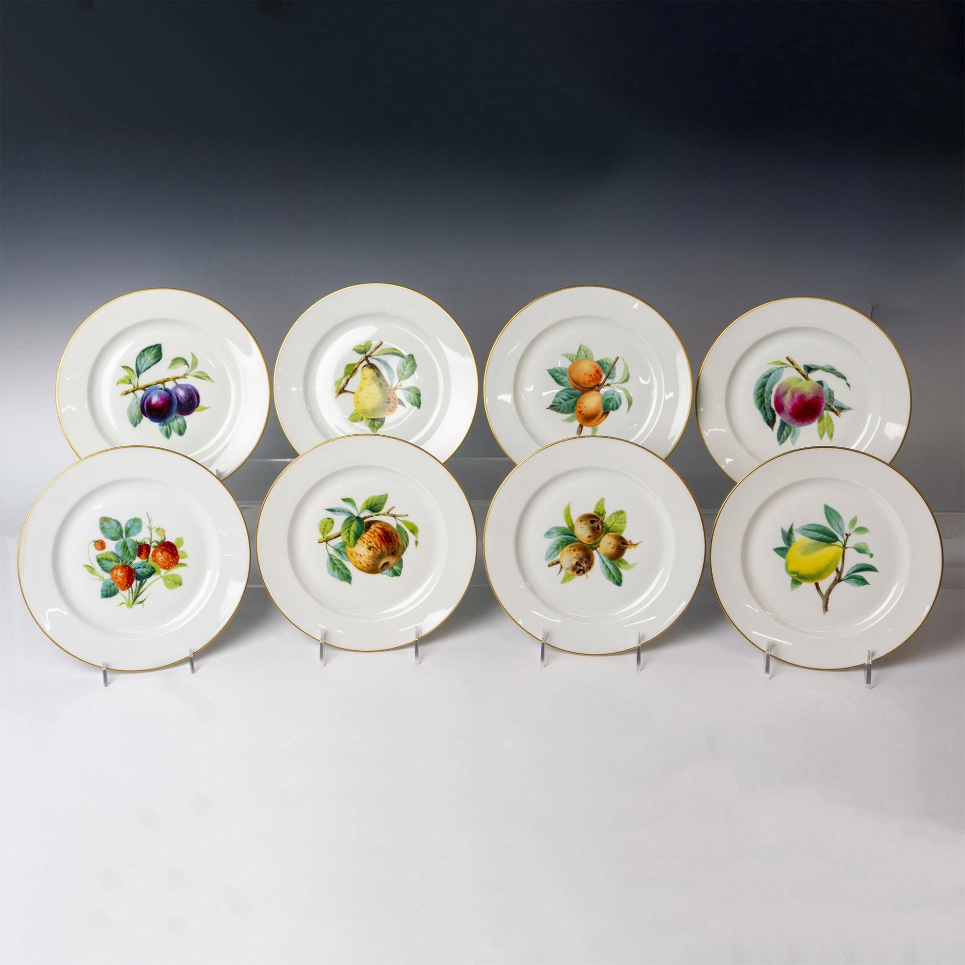 8pc A. Vignaud Limoges Plates, Fruit Motif