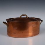 2pc Large Copper Cookware, Covered Oval Stewpan