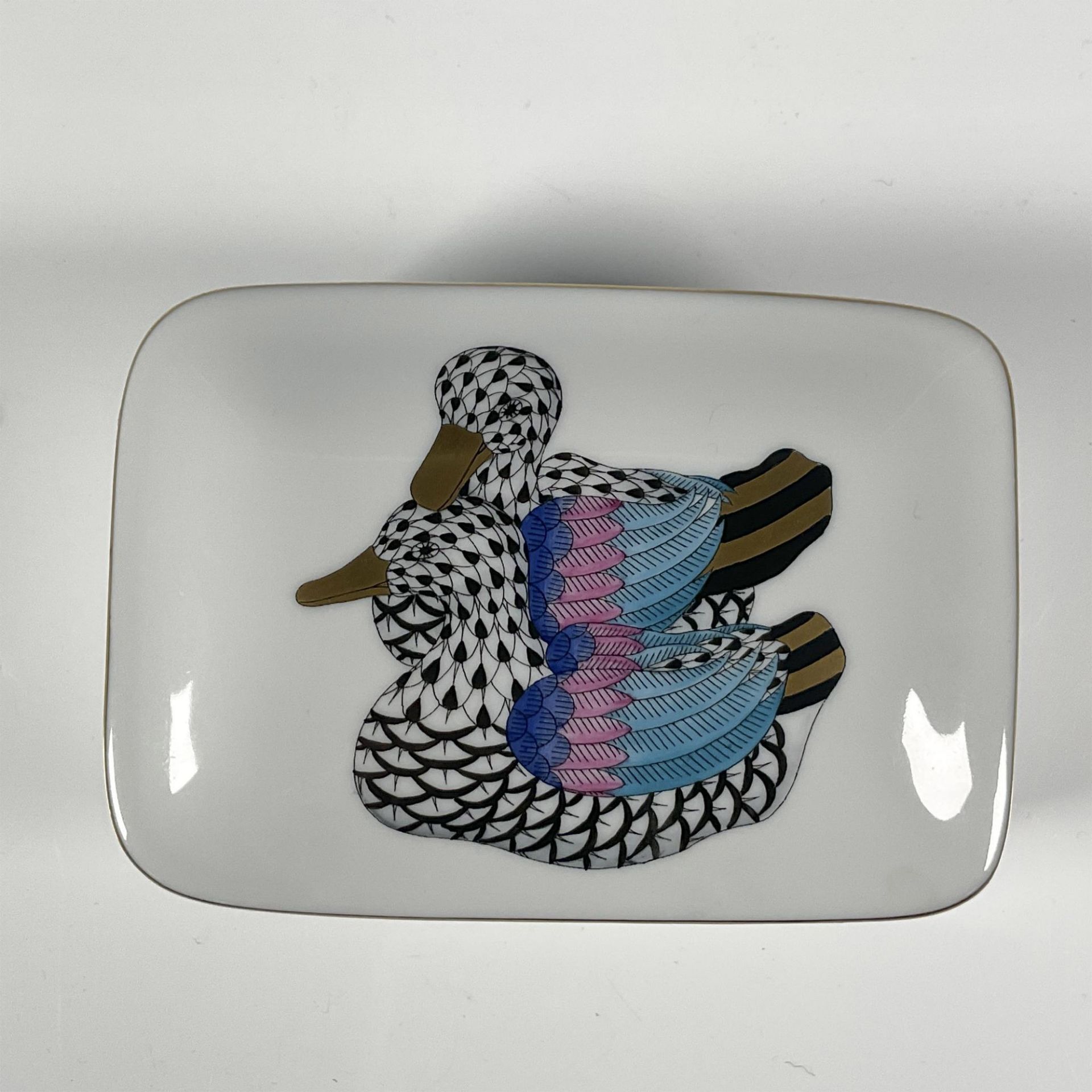 Herend Porcelain Trinket Box, Pair of Ducks