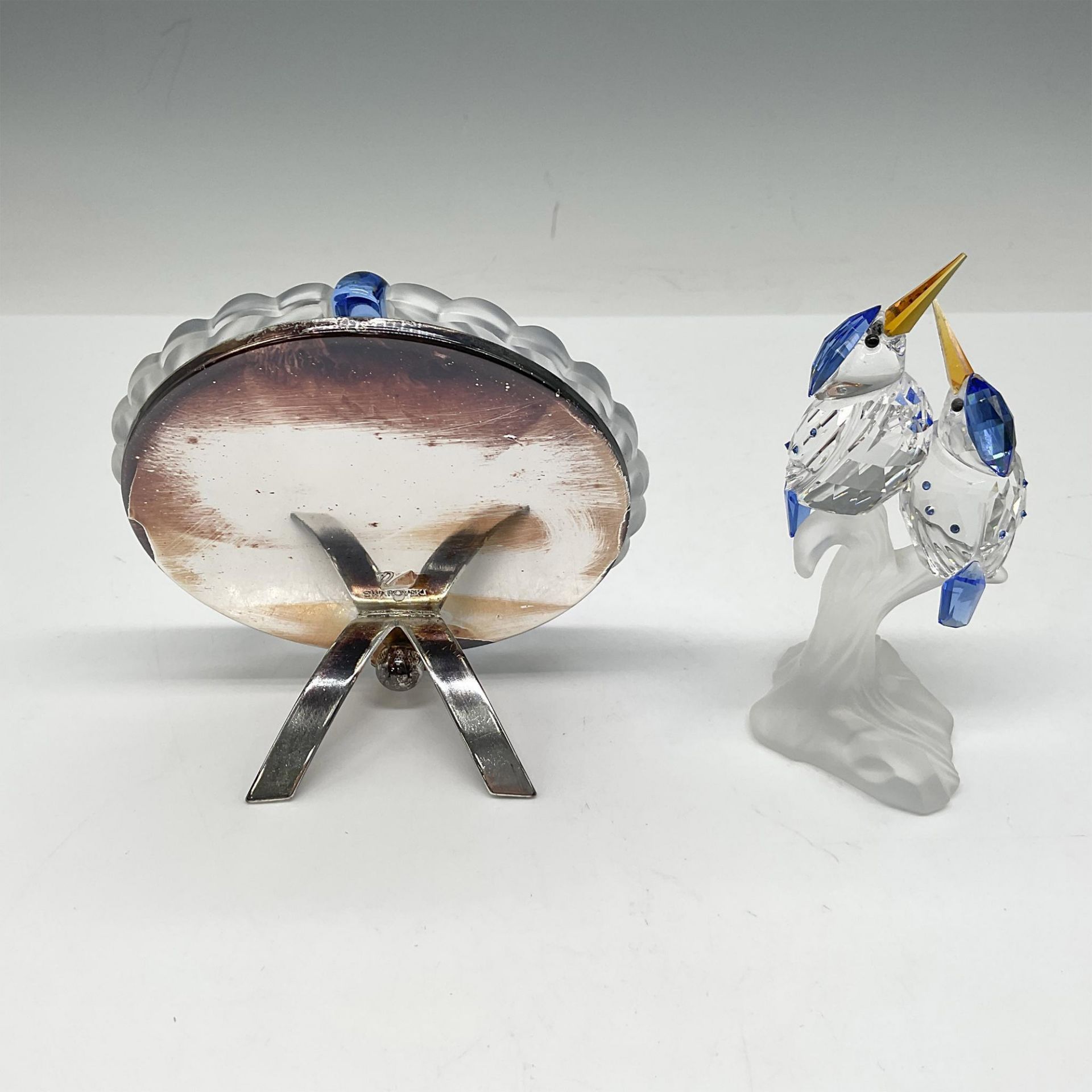 2pc Swarovski Crystal Frame & Malachite Kingfishers Figurine - Bild 2 aus 2