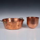 2pc Copper Cookware, Mixing Bowl and Jam Pot