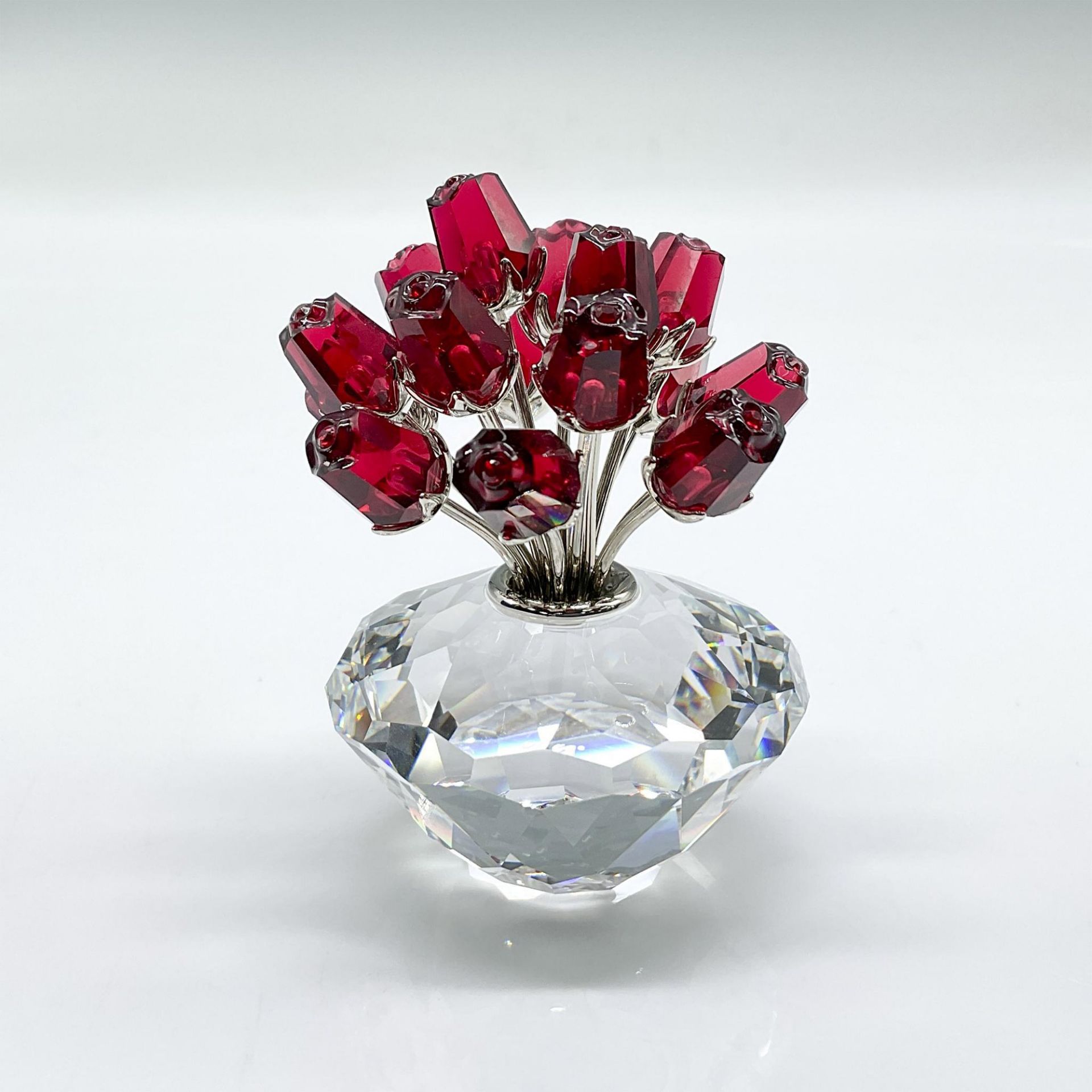 Swarovski Crystal Figurine, Red Roses, Rhodium Stems