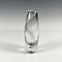 Kosta Boda Crystal Bud Vase With Black Swirl