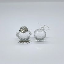 2pc Swarovski Crystal Mini Figurines, Chick and Apple