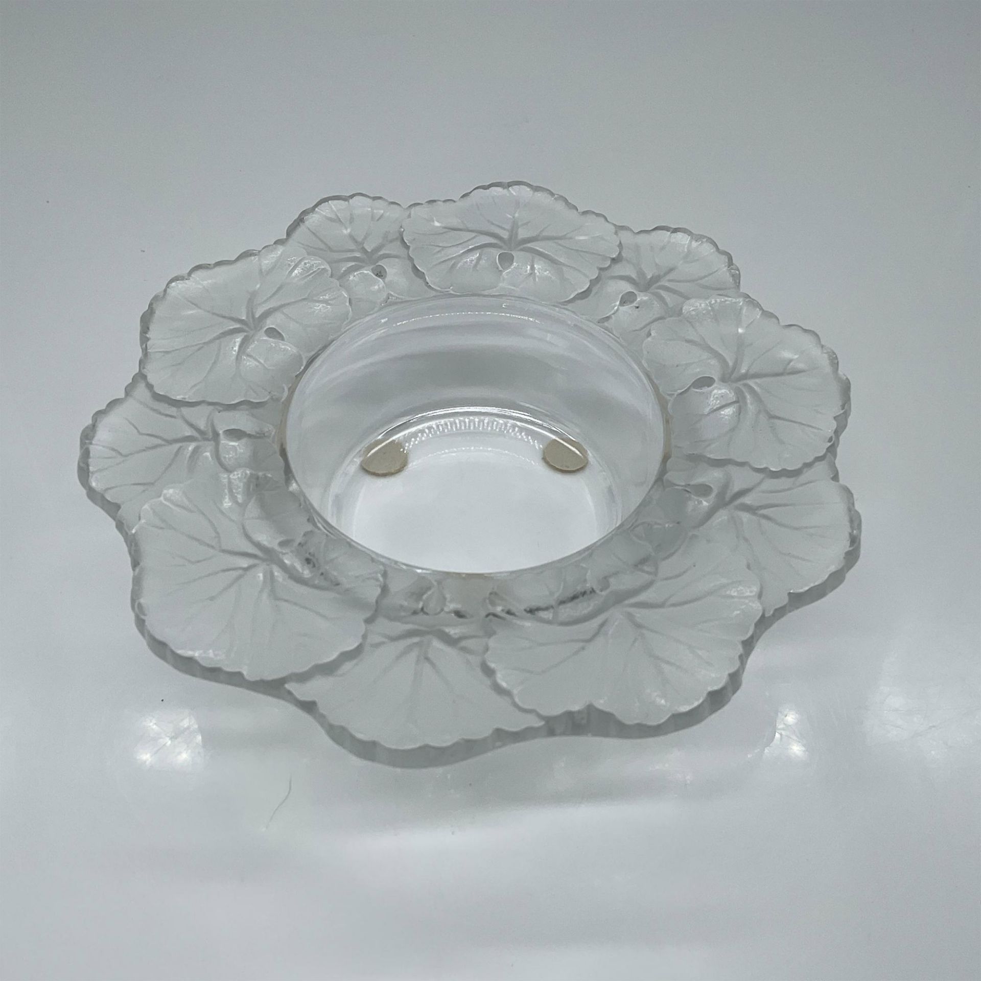 Lalique Crystal Candle Dish, Geraniums or Honfleur