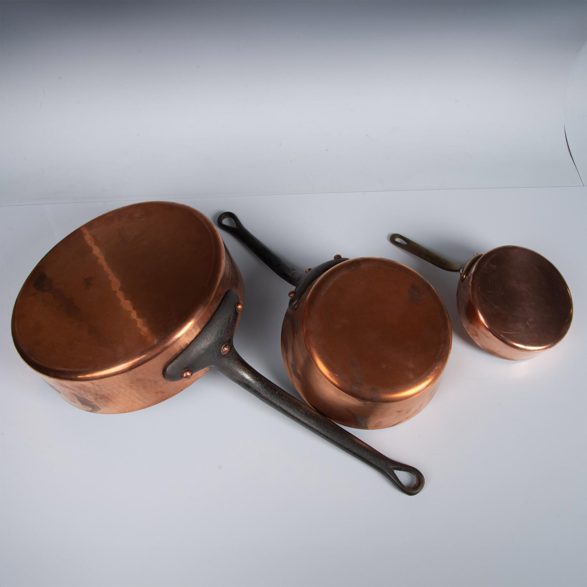 3pc Williams Sonoma French Copper Saucepans - Image 3 of 6