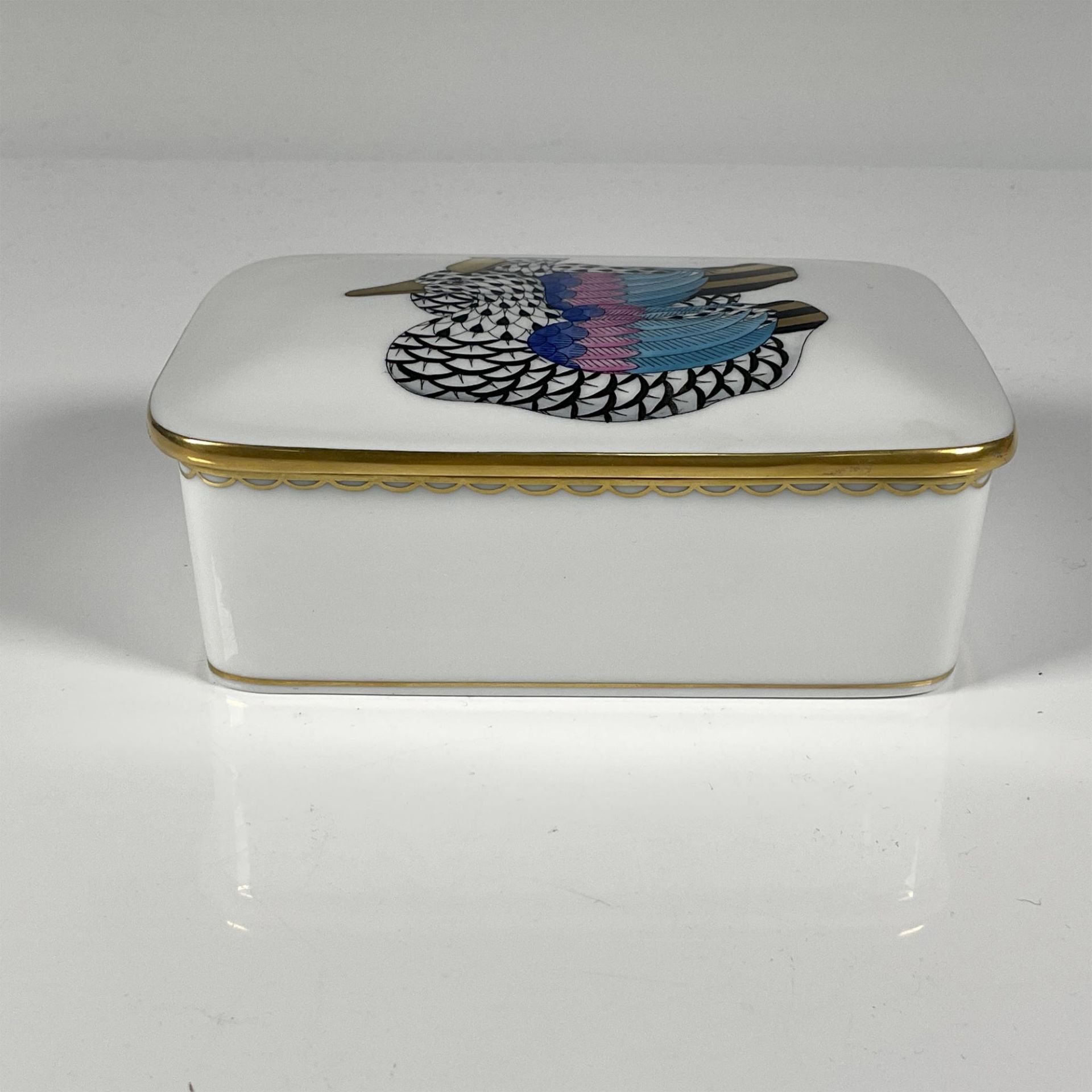 Herend Porcelain Trinket Box, Pair of Ducks - Image 2 of 3