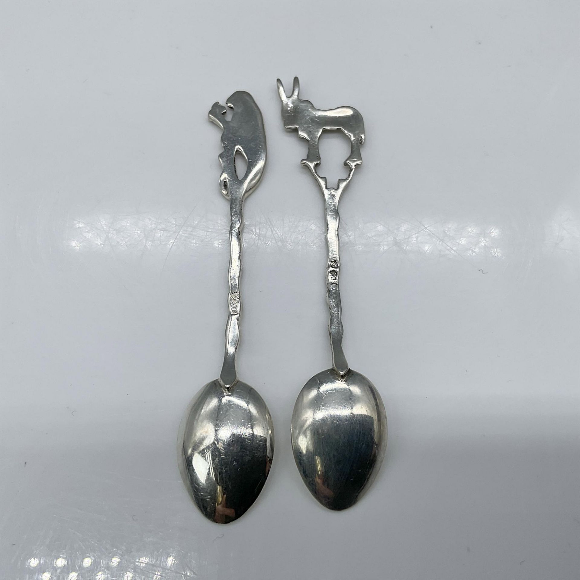 2pc Silver Demitasse Spoons, Animal Motif - Bild 2 aus 3