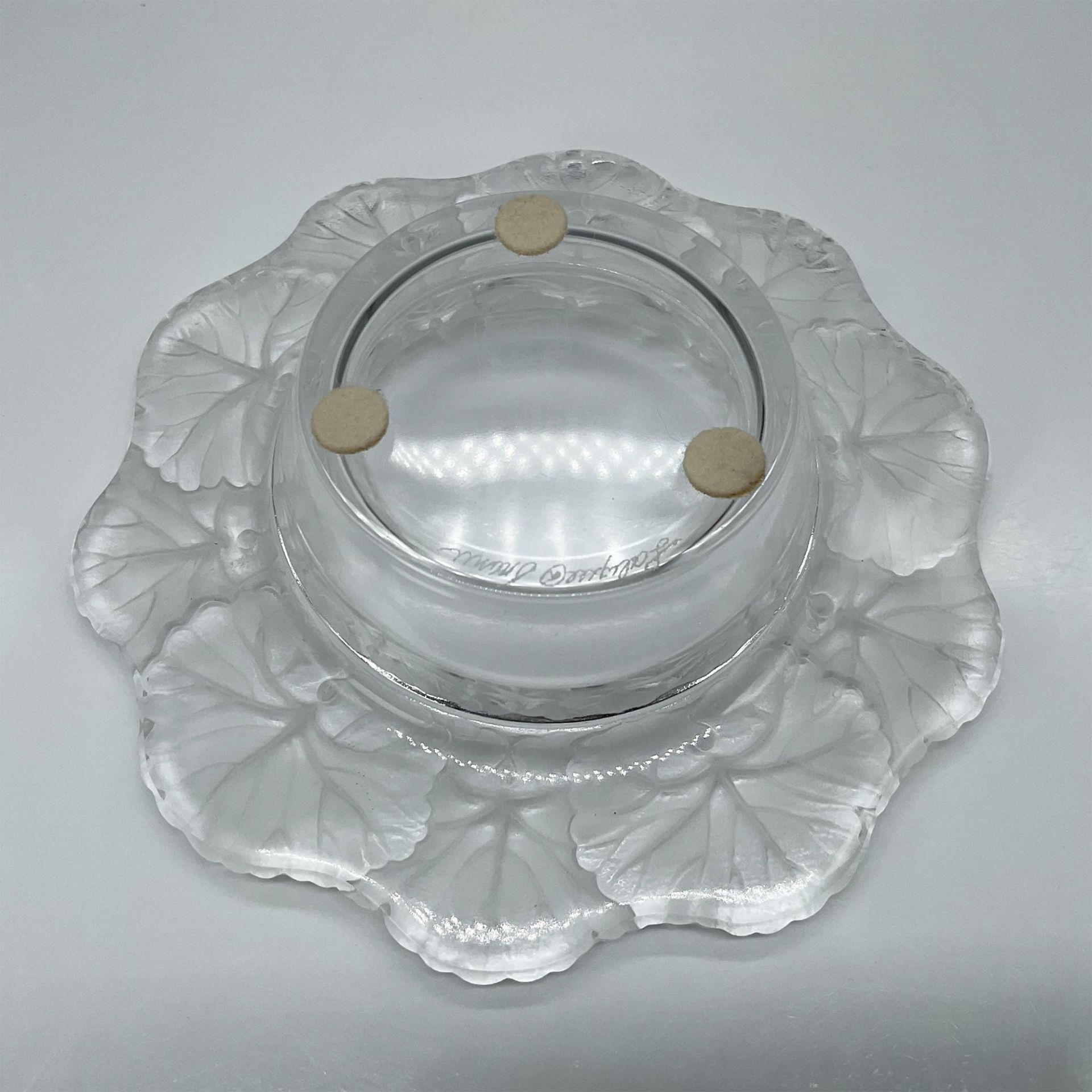 Lalique Crystal Candle Dish, Geraniums or Honfleur - Image 3 of 3