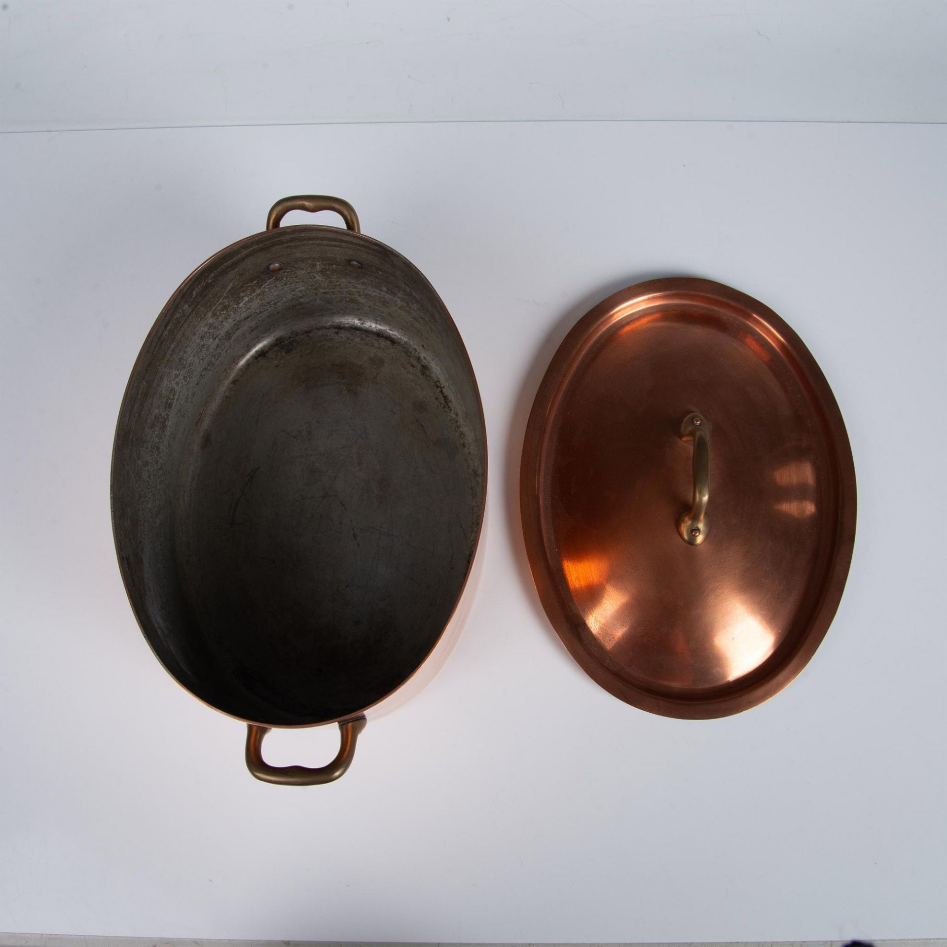 2pc Large Copper Cookware, Covered Oval Stewpan - Bild 3 aus 4