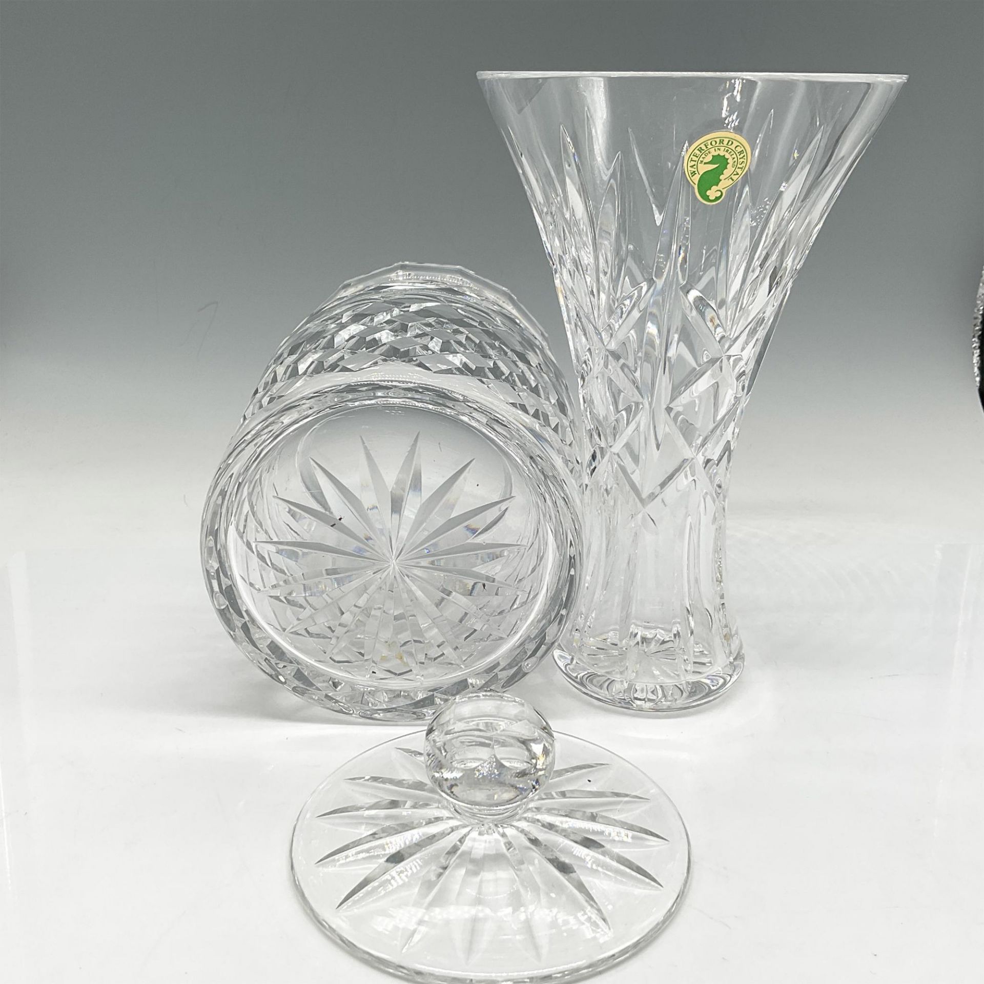 Waterford Crystal Vase 8" and Cookie Jar with Lid - Image 3 of 3