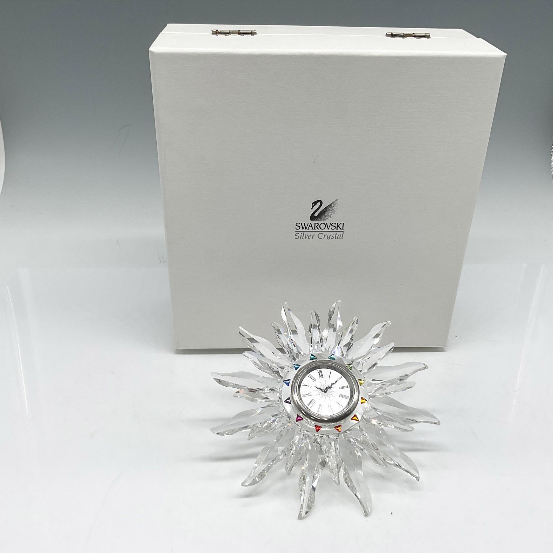 Swarovski Silver Crystal Solaris Table Clock - Bild 4 aus 4