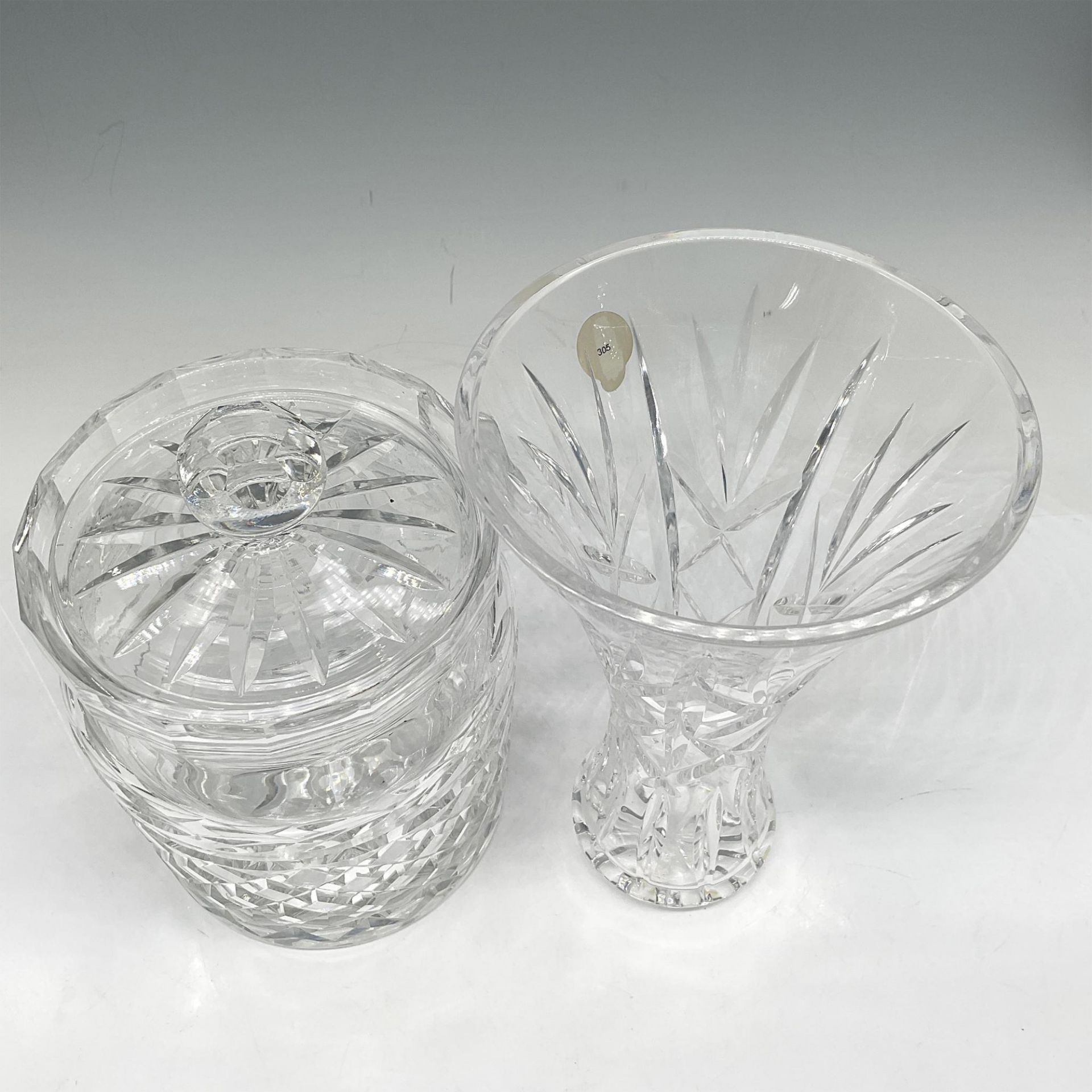 Waterford Crystal Vase 8" and Cookie Jar with Lid - Image 2 of 3