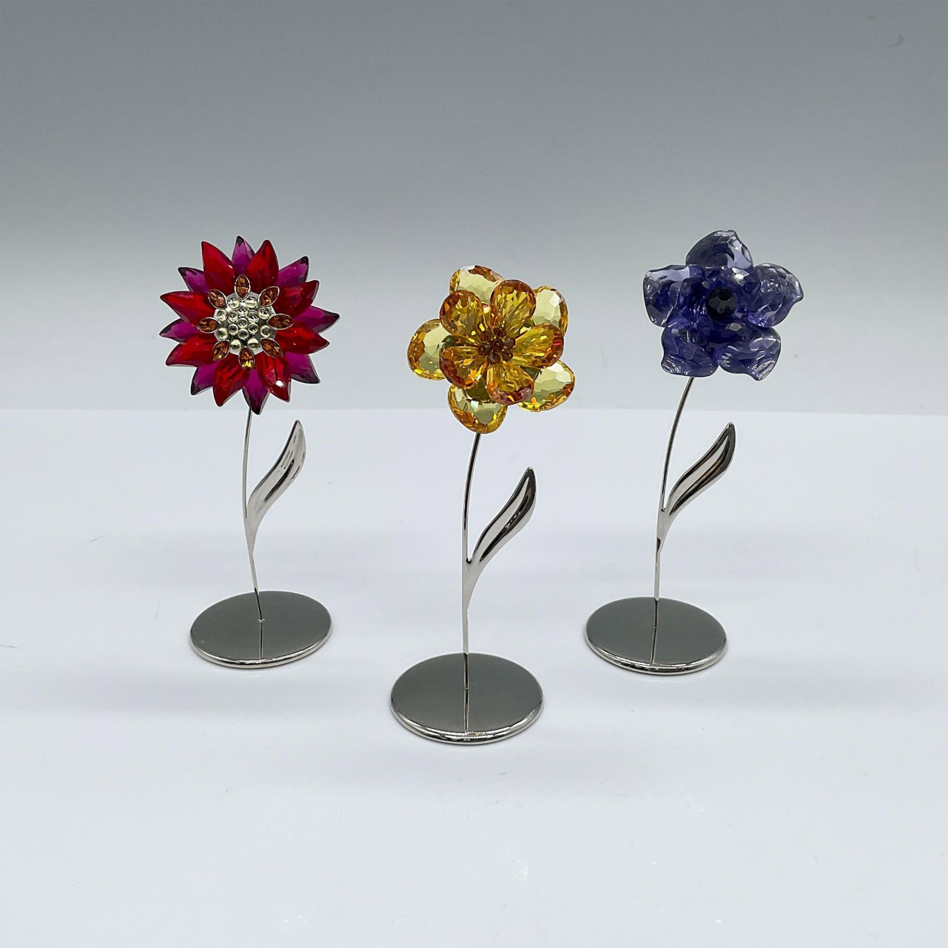 3pc Swarovski Crystal Figures, Crystal Paradise Flowers