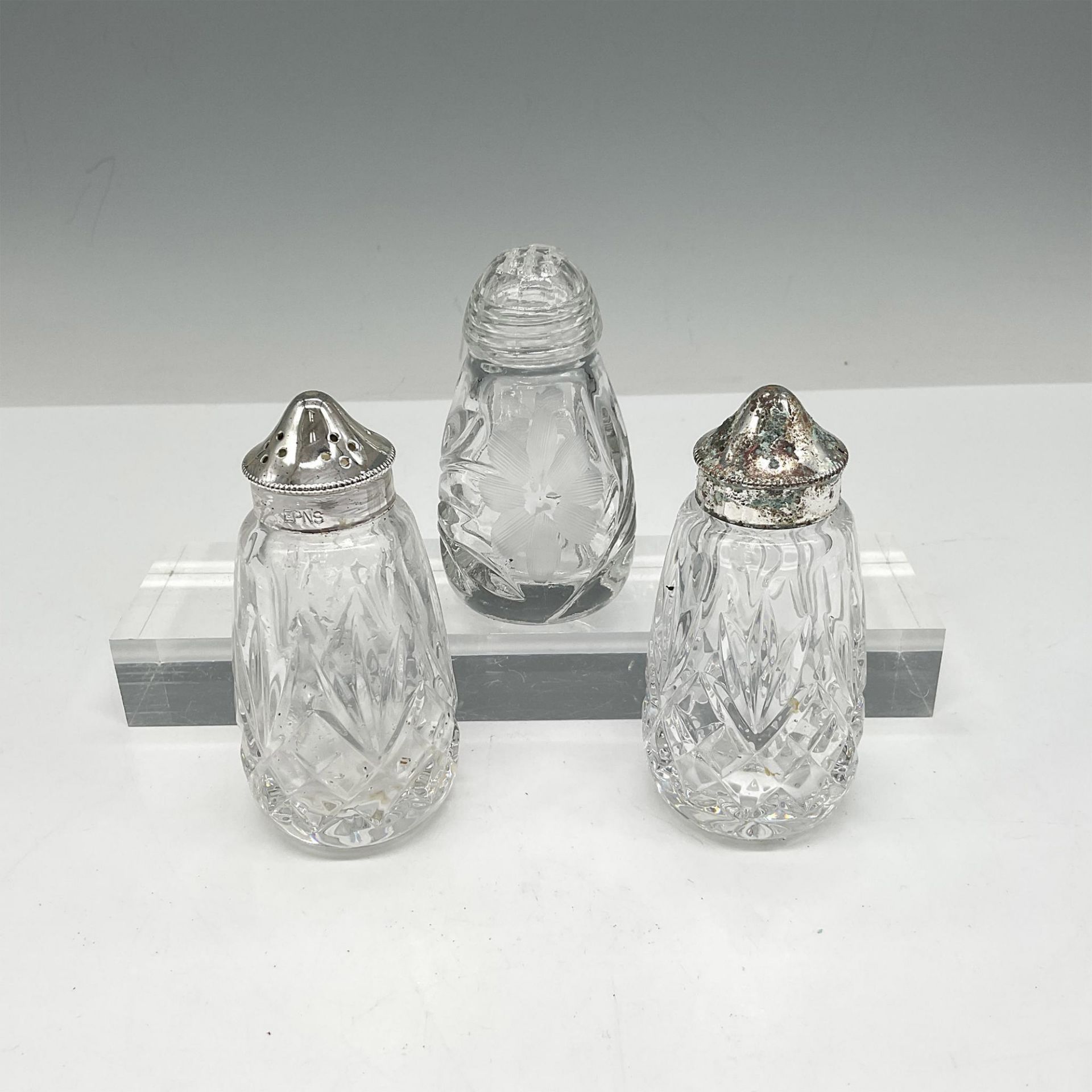 3pc Glass and Silver Shaker Set