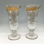 2pc Duncan Miller Art Deco Glass with Gilt Overlay Vases