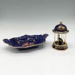 2pc Limoges Castel Porcelain Cobalt Blue Decor Pieces