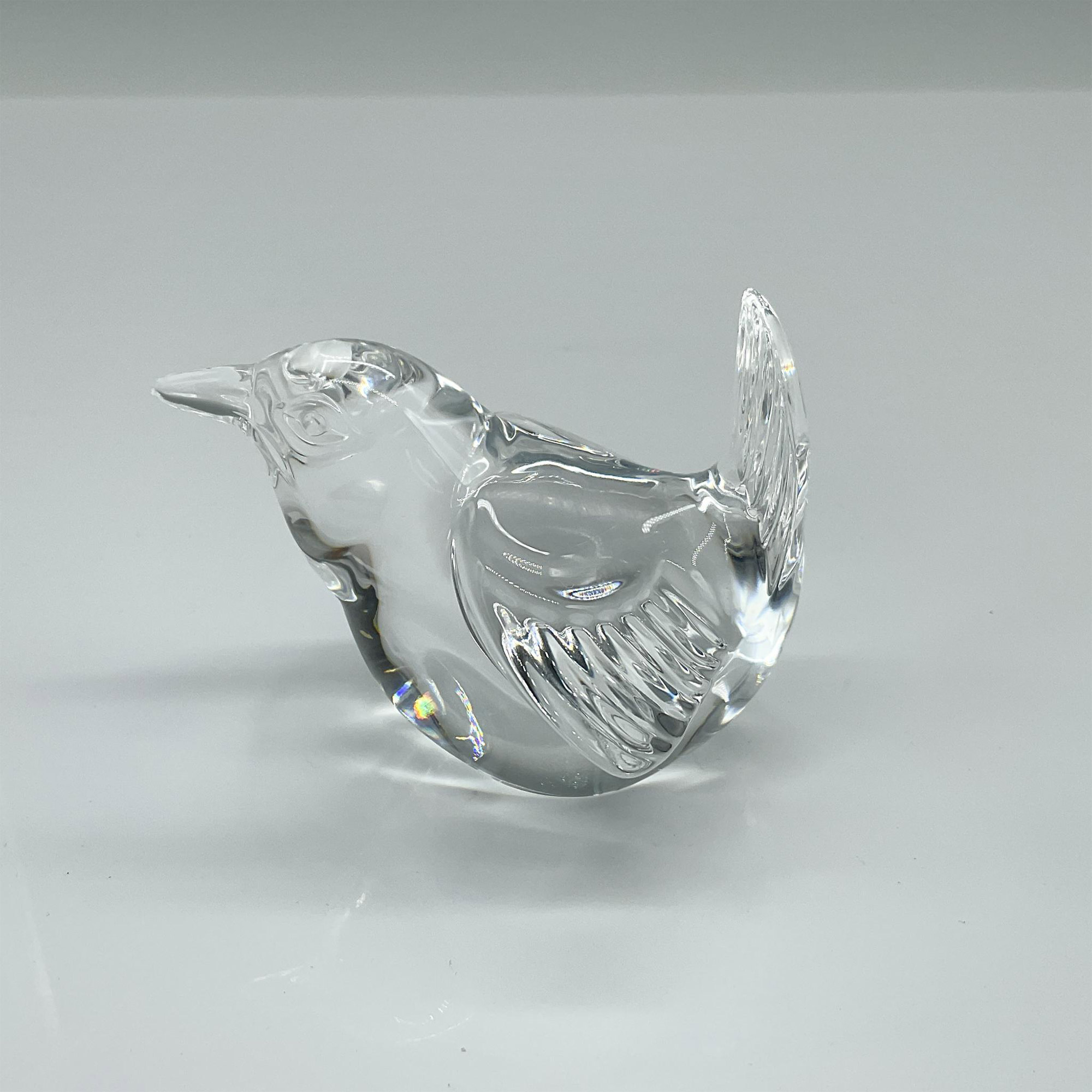 Steuben Glass Crystal Paperweight, Wren Bird