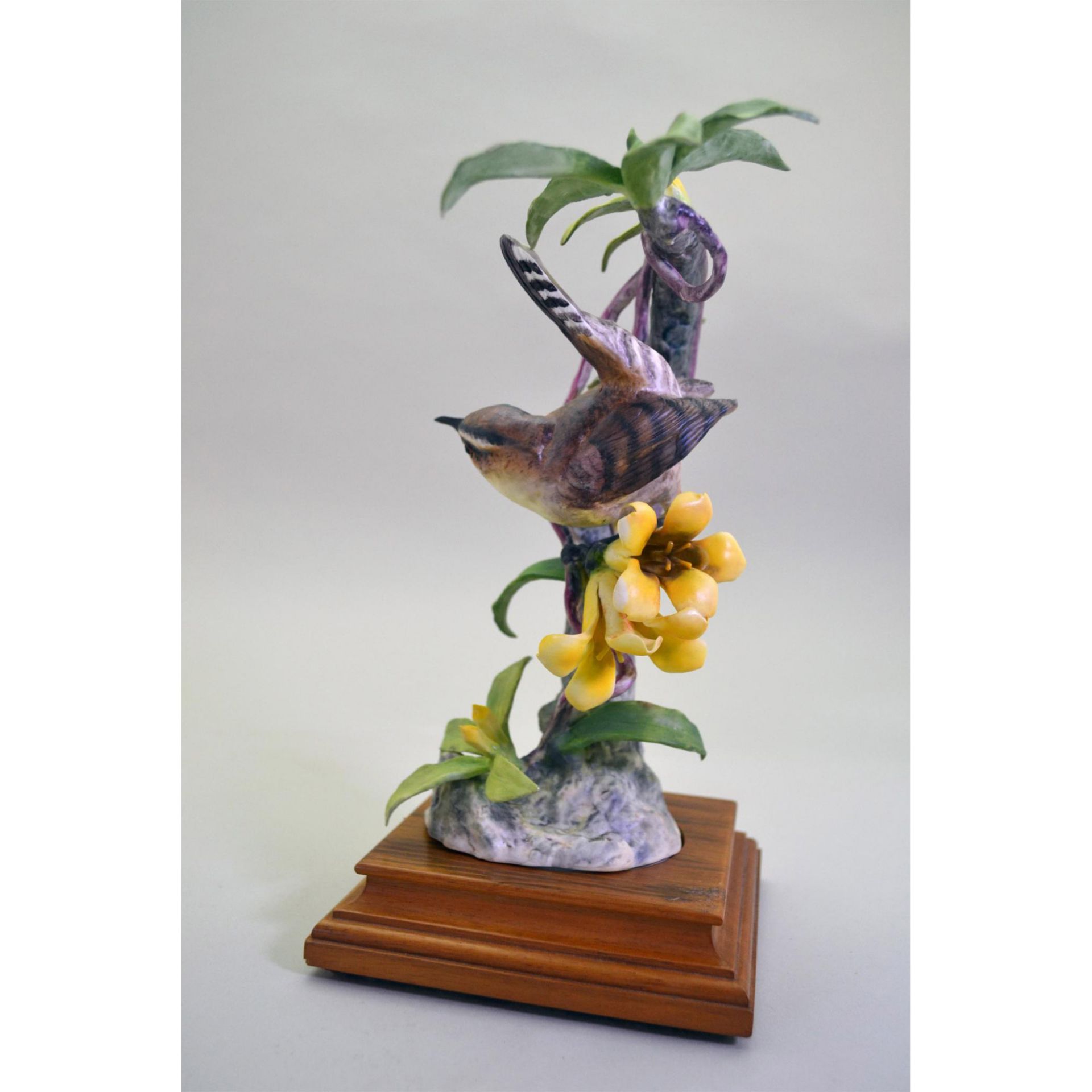 Royal Worcester Porcelain Dorothy Doughty Beswick Wrens And Yellow Jasmine, Pair - Image 6 of 7