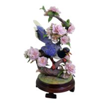 Boehm Porcelain Red-Billed Blue Magpie Bird Sculpture