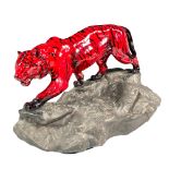 Royal Doulton Flambe Figure, Tiger On A Rock