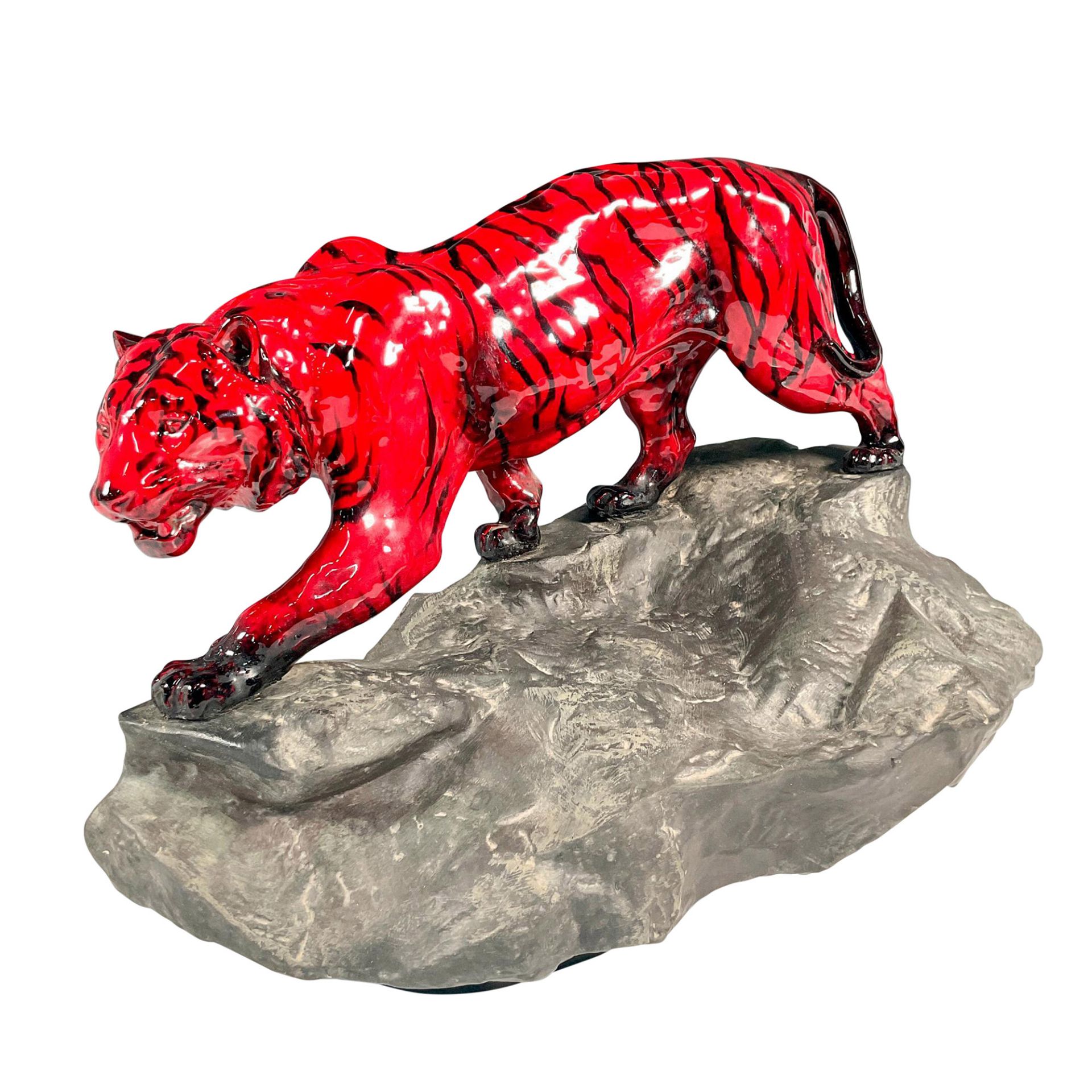 Royal Doulton Flambe Figure, Tiger On A Rock