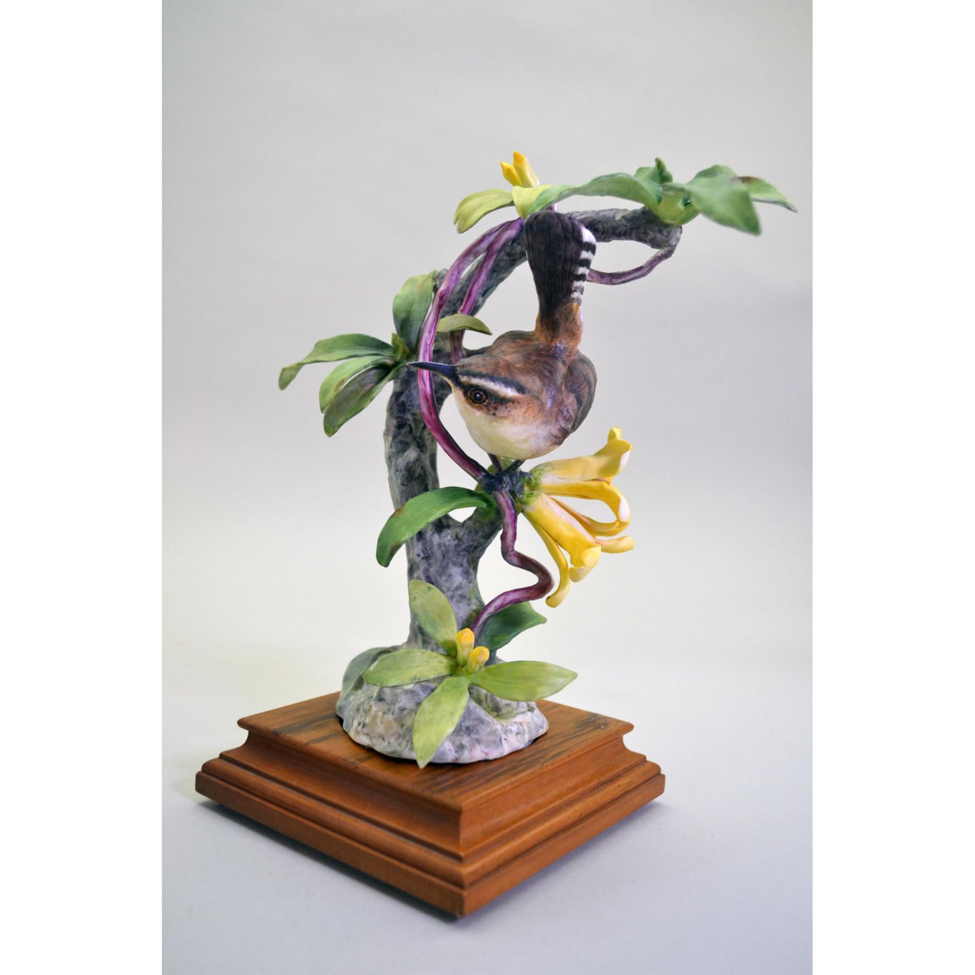 Royal Worcester Porcelain Dorothy Doughty Beswick Wrens And Yellow Jasmine, Pair - Image 5 of 7