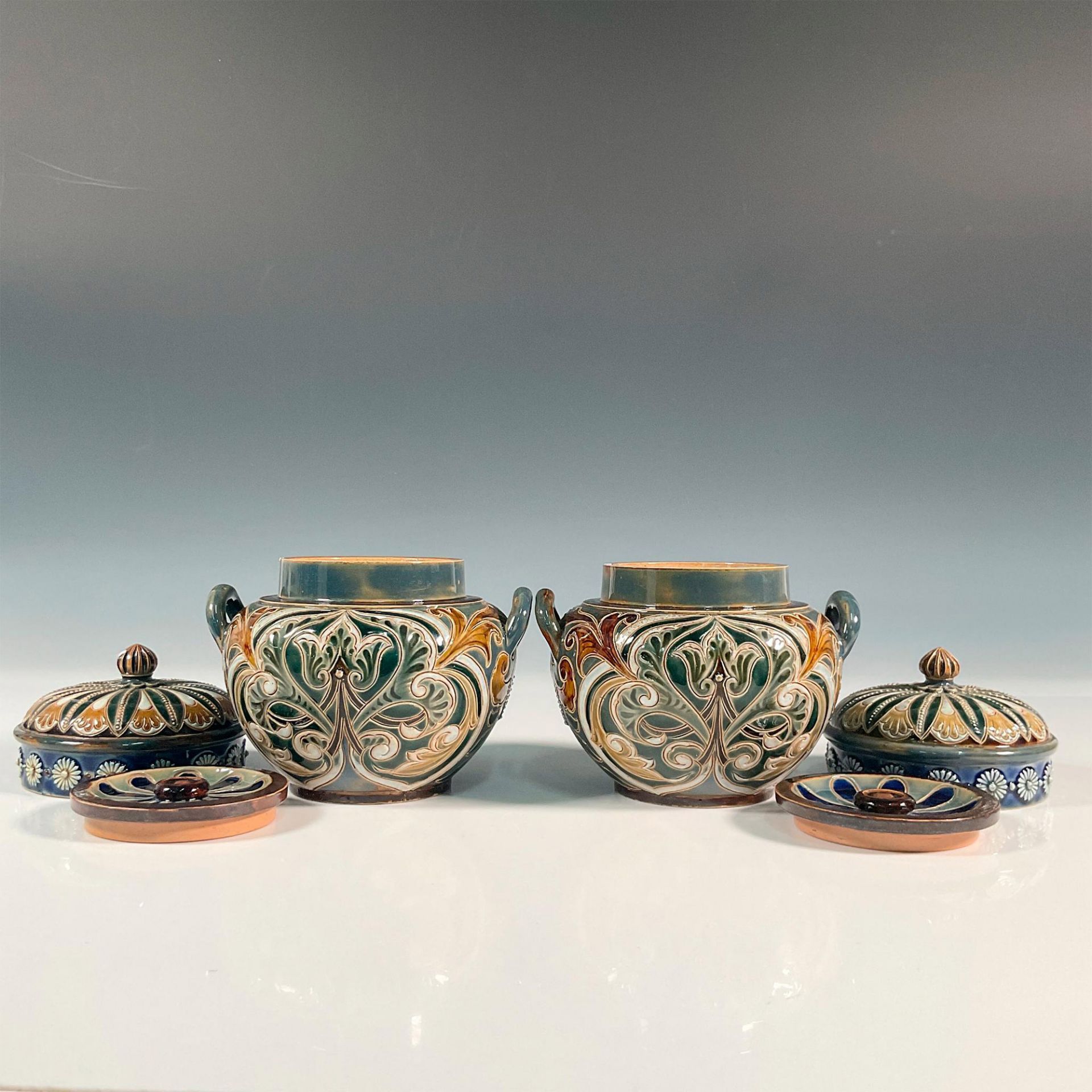 Pair of Doulton Lambeth Emily Stormer Stoneware Tobacco Jars - Image 3 of 5