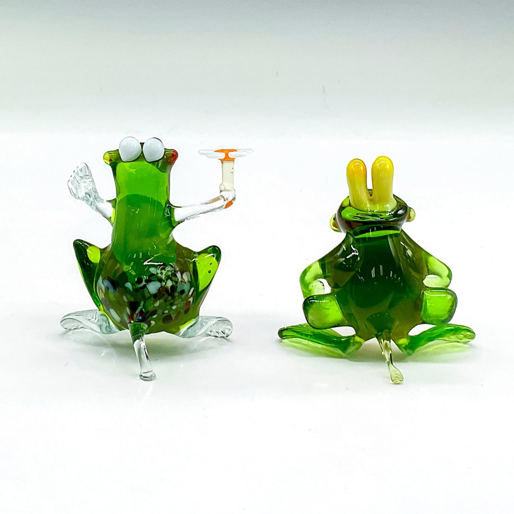 2pc Art Glass Figurines, Frogs - Image 2 of 3