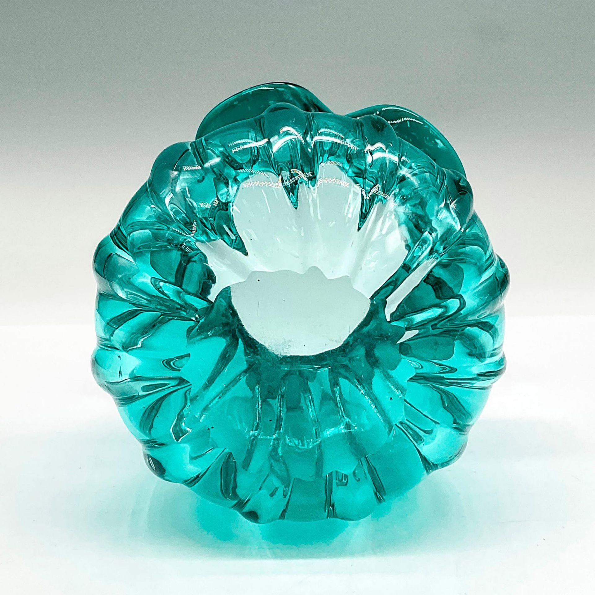 Turquoise Glass Ruffle Vase - Image 3 of 3