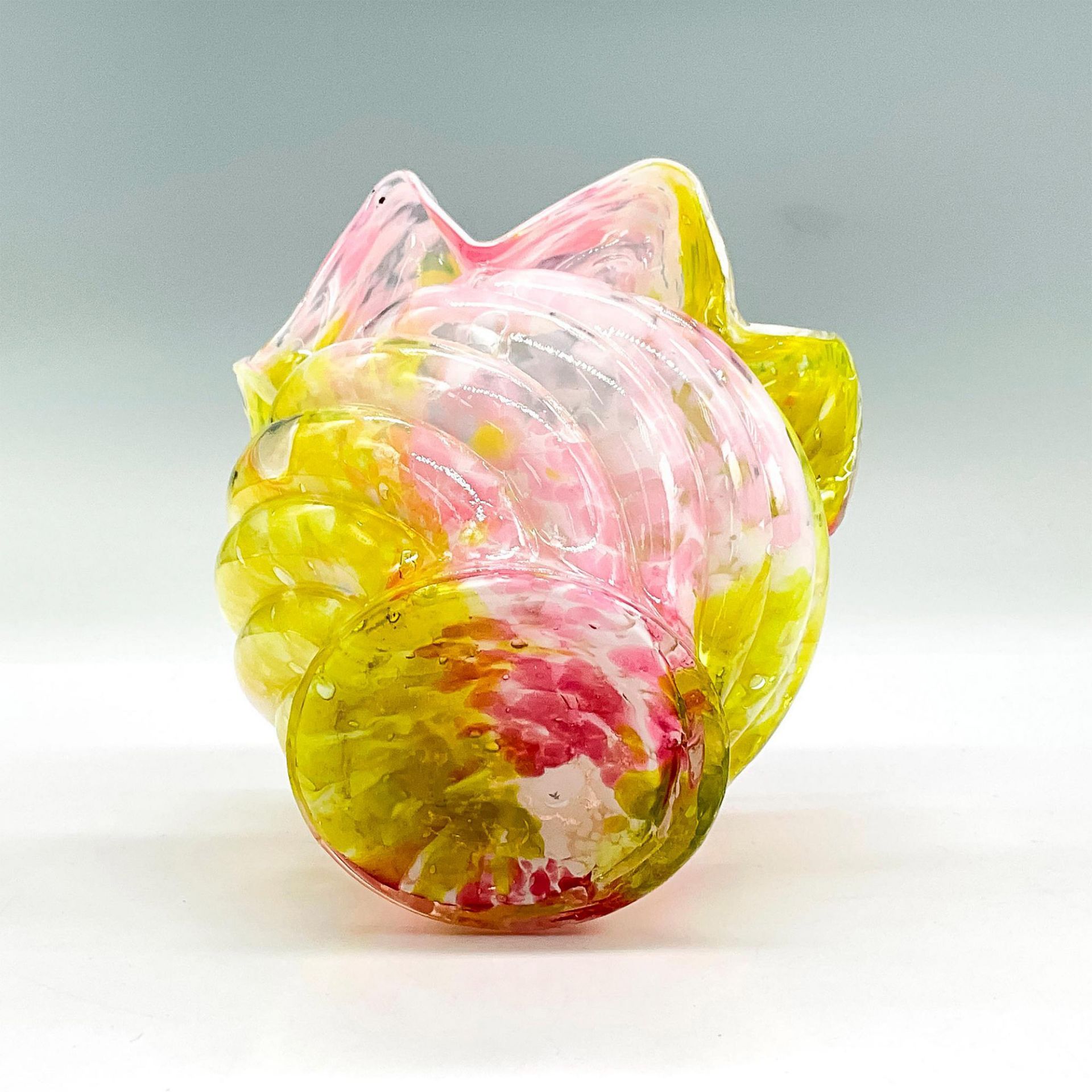 Vintage Splatter Glass Vase, Pink, White and Yellow - Image 3 of 3
