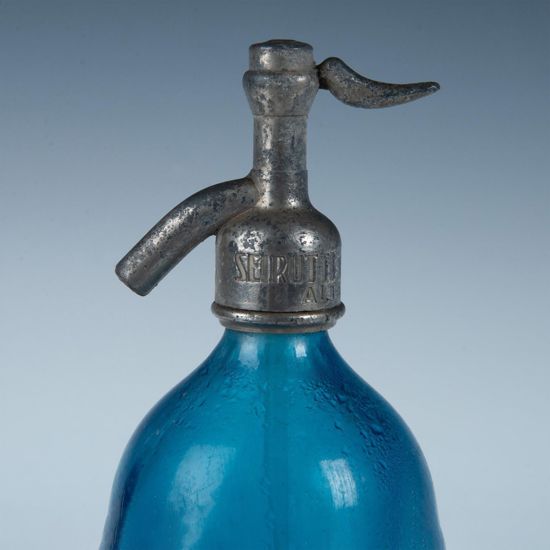 Antique Blue Glass Seltzer Bottle & Siphon, Argentina - Bild 2 aus 6