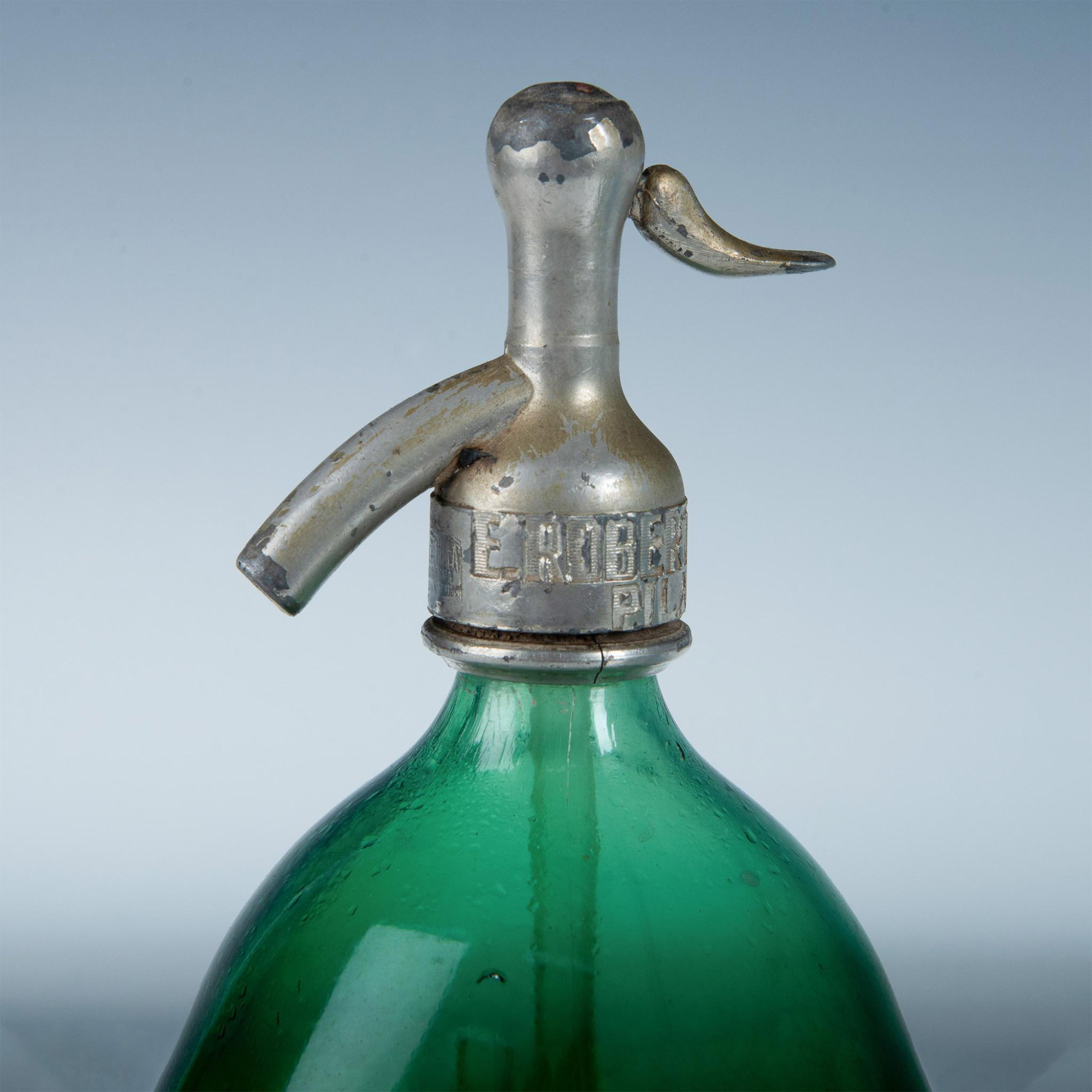 Antique Green Glass Seltzer Bottle & Siphon Argentina - Image 2 of 5