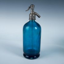 Antique Seltzer Blue Glass Bottle & Siphon, Argentina