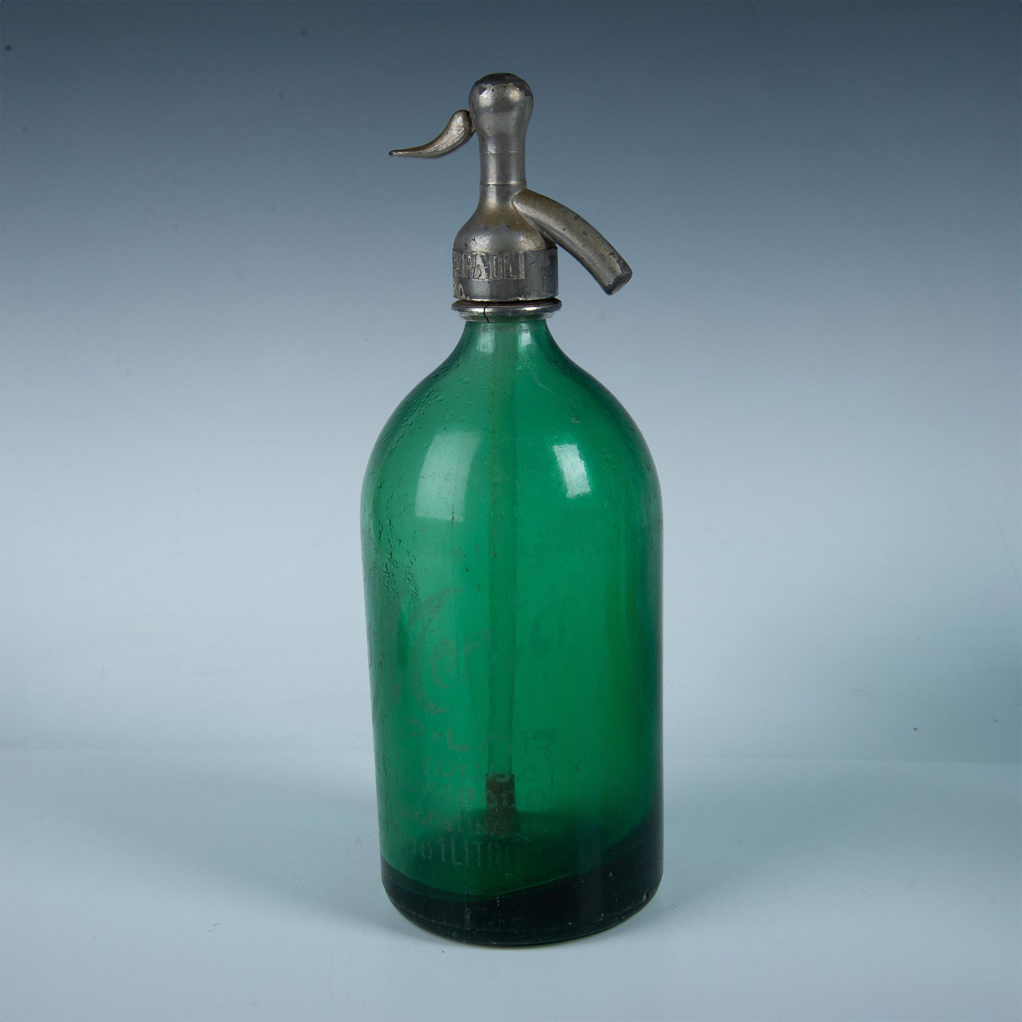 Antique Green Glass Seltzer Bottle & Siphon Argentina - Image 3 of 5