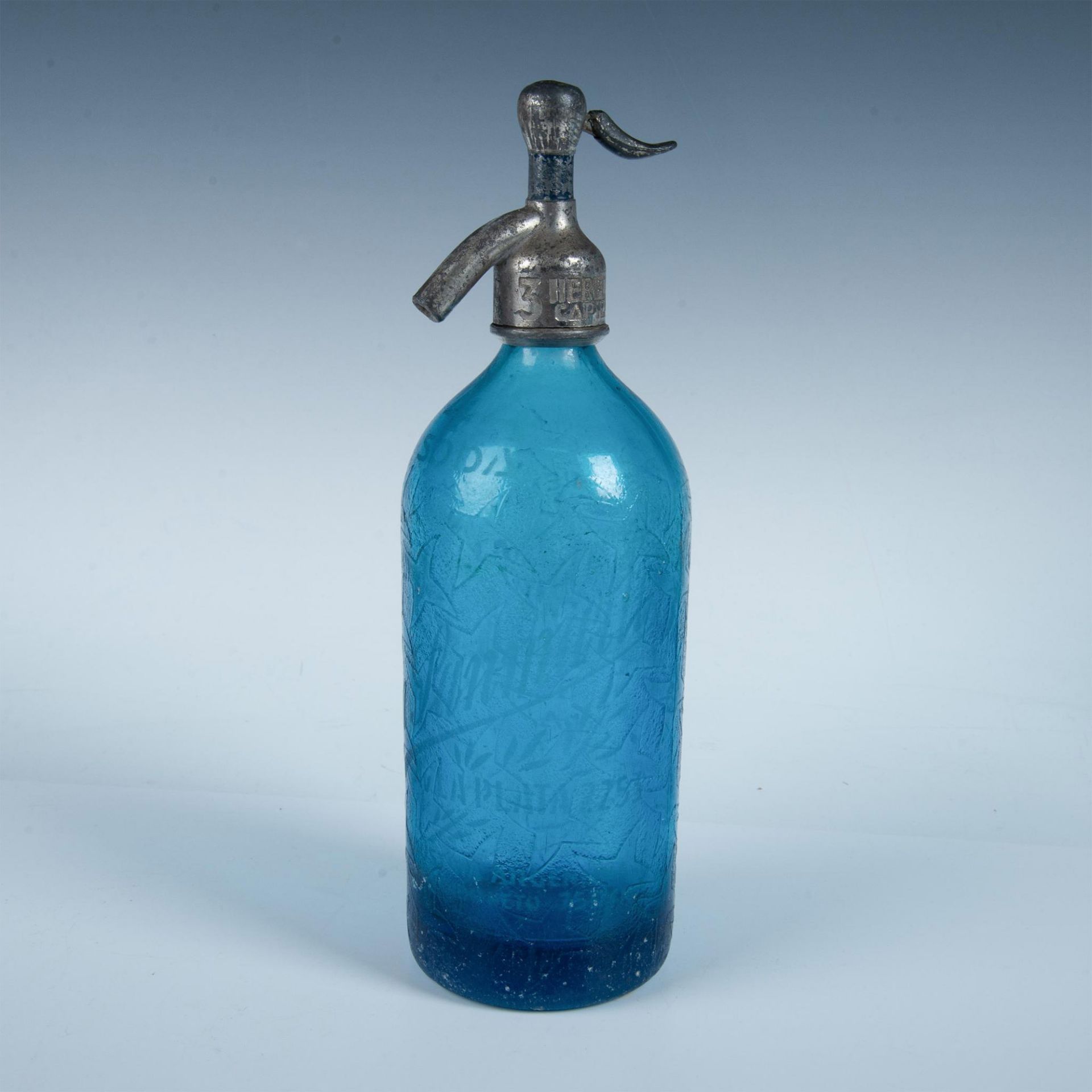 Antique Blue Glass Seltzer Bottle Argentina Soda 44 - Bild 2 aus 5