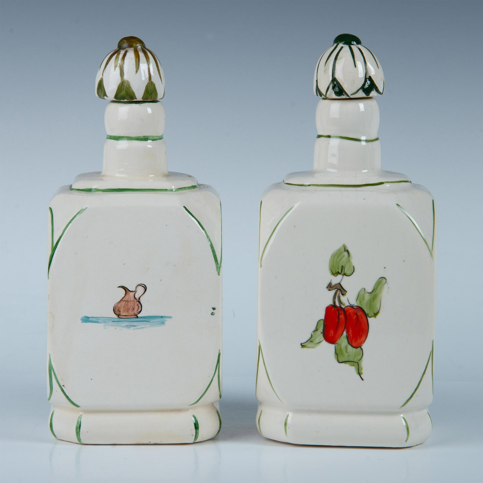 2pc Hand Painted Ceramic Liquor Bottles, LYRA Argentina - Bild 3 aus 6