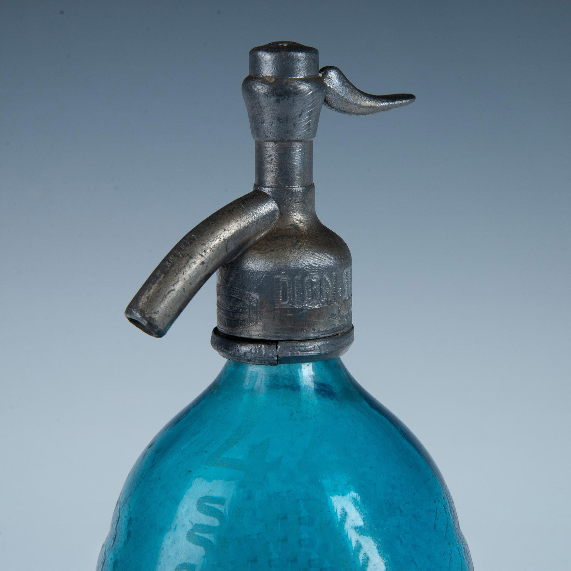 Antique Blue Glass Seltzer Bottle & Siphon Argentina 44 Soda - Image 3 of 6