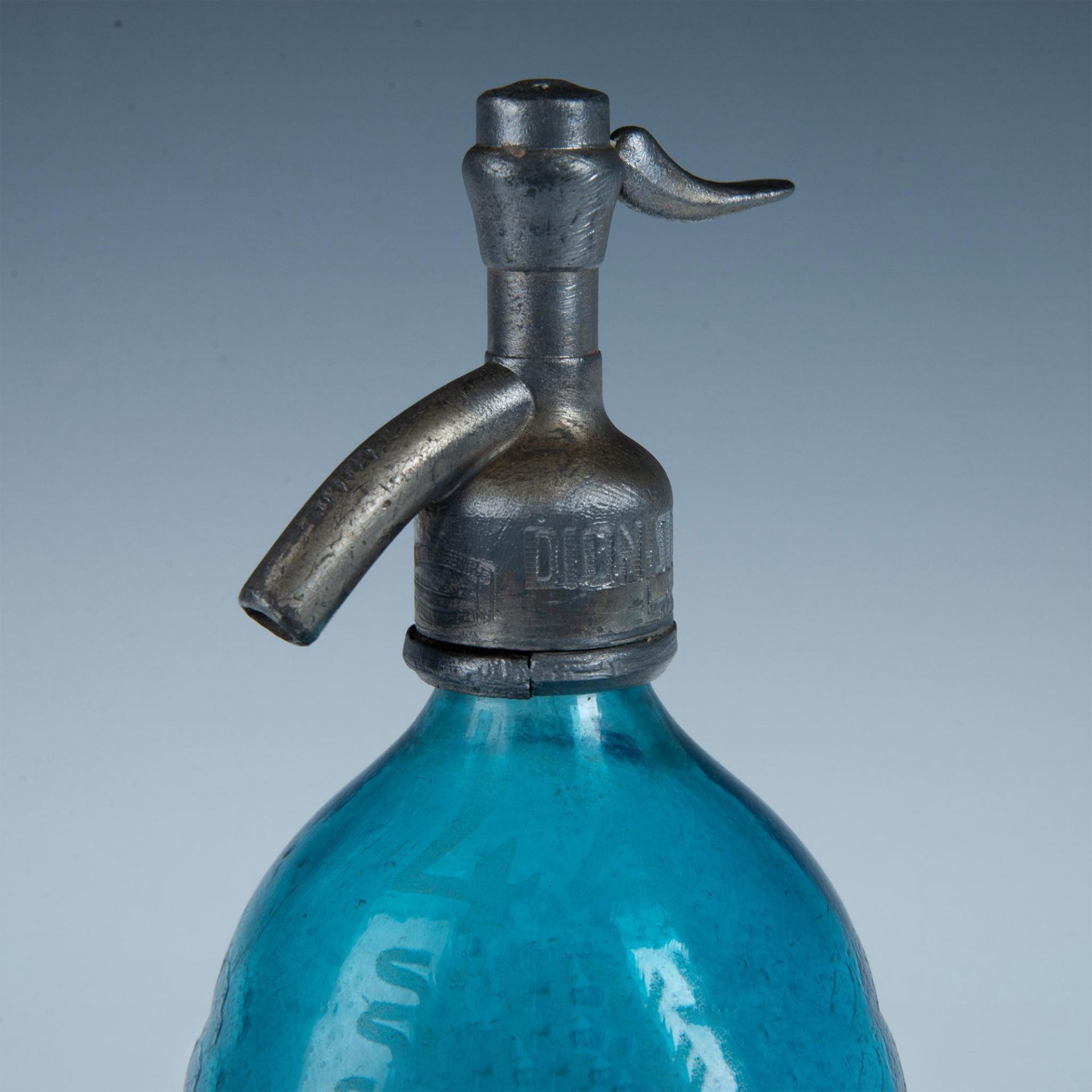 Antique Blue Glass Seltzer Bottle & Siphon Argentina 44 Soda - Bild 3 aus 6