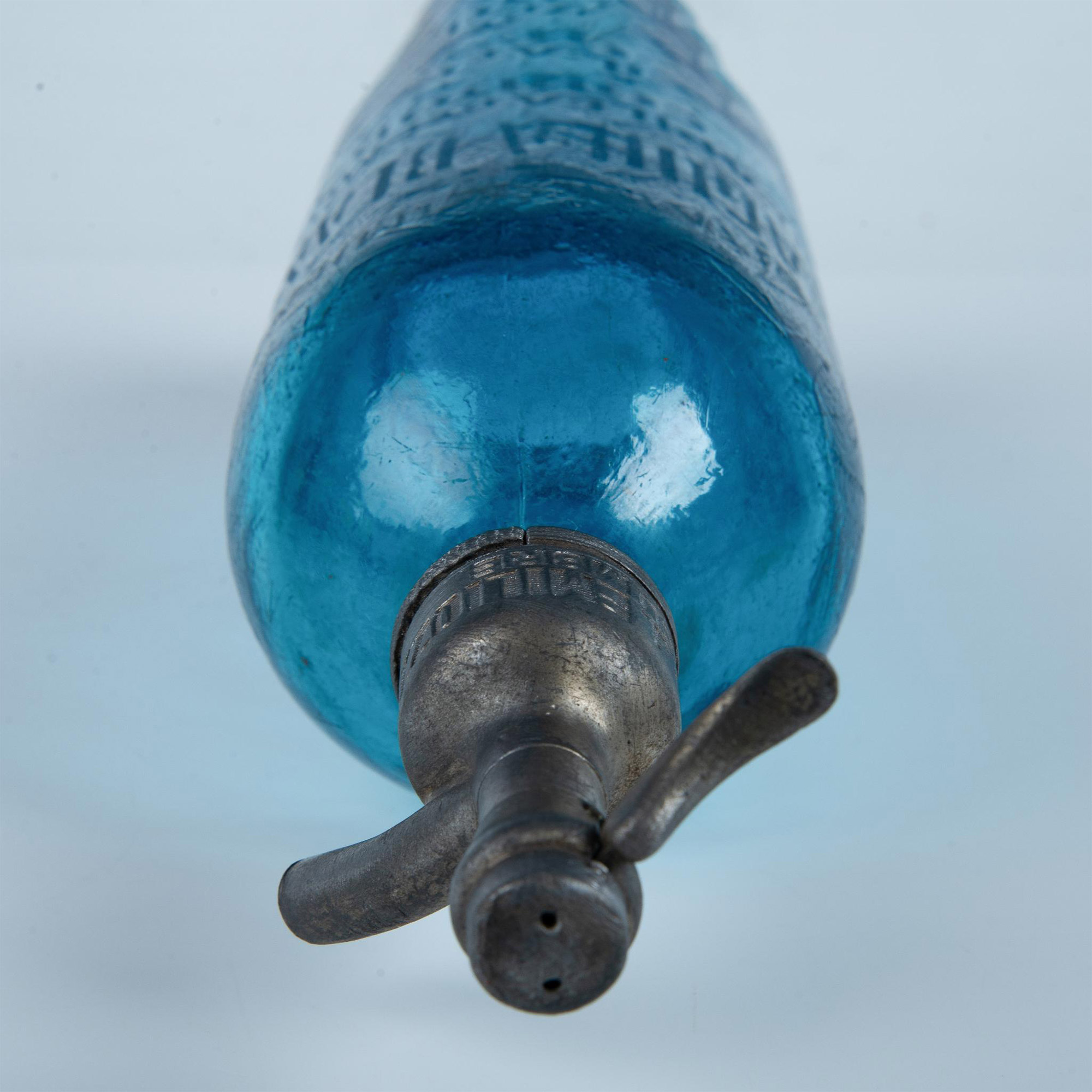 Antique Blue Glass Seltzer Bottle & Siphon Argentina 44 Soda - Image 5 of 6