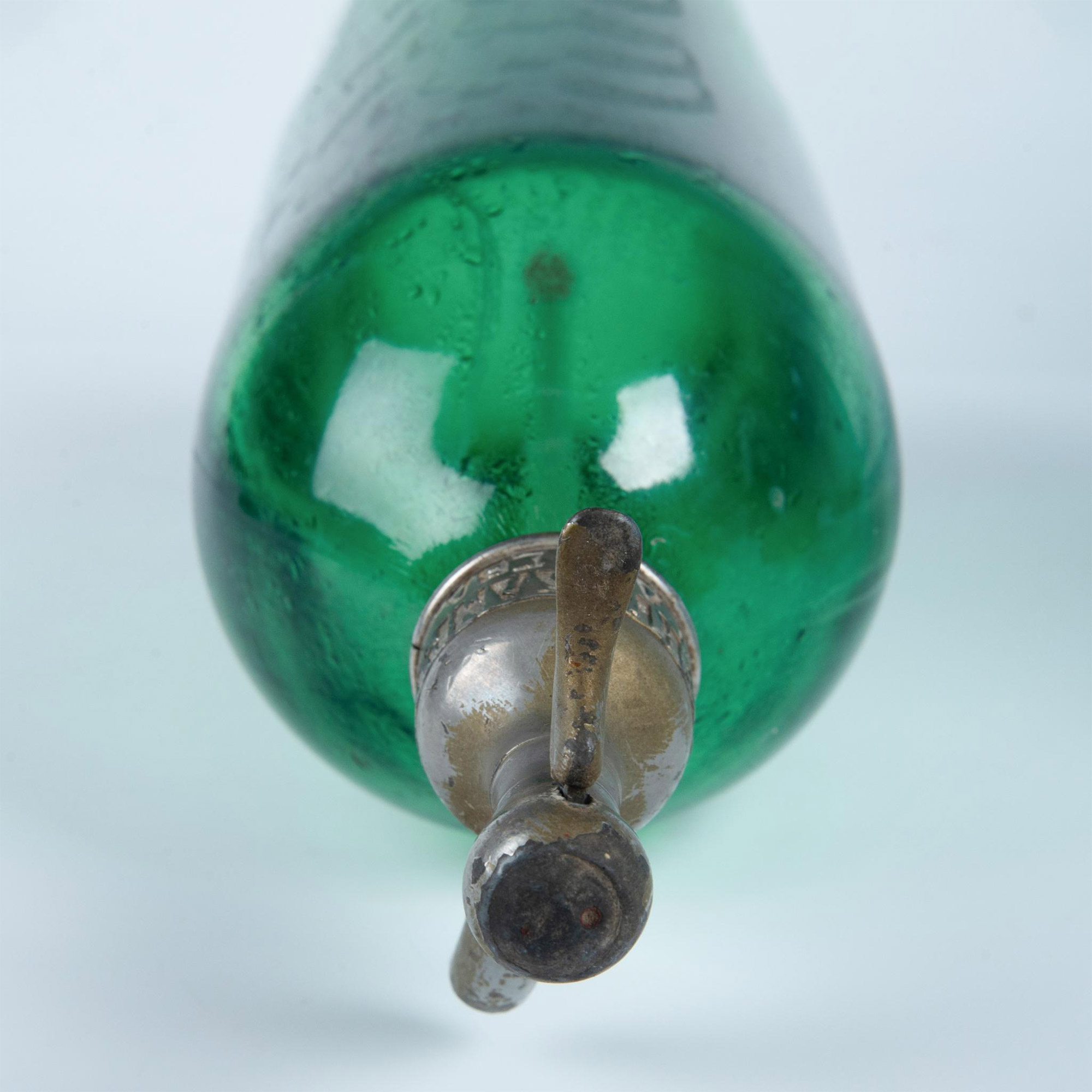 Antique Green Glass Seltzer Bottle & Siphon Argentina - Image 4 of 5